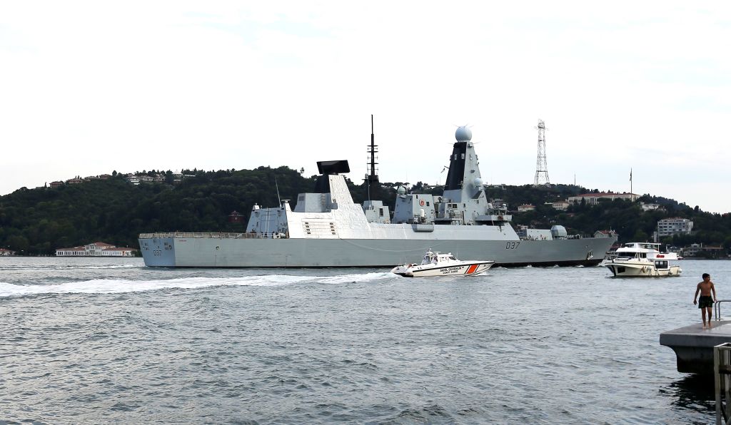 British Navy warship passes through Bosphorus