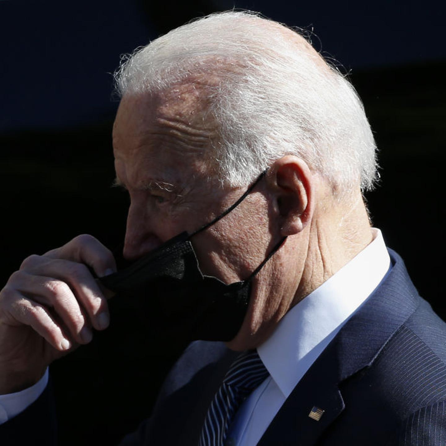 U.S. President Joe Biden adjusts his face mask after attending a Sunday service at Sacred Heart and St. Ia Catholic Church in St Ives on the final day of the Group of Seven leaders summit in Carbis Bay, U.K., on Sunday, June 13, 2021.