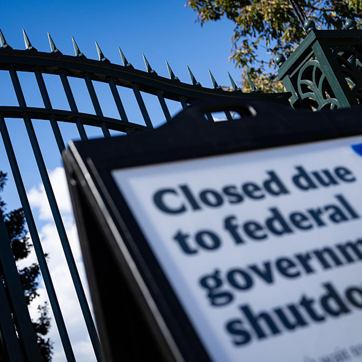 "Closed" signage in front of the National Gallery of Art Sculpture Garden in Washington, D.C., on Oct. 6, 2025.