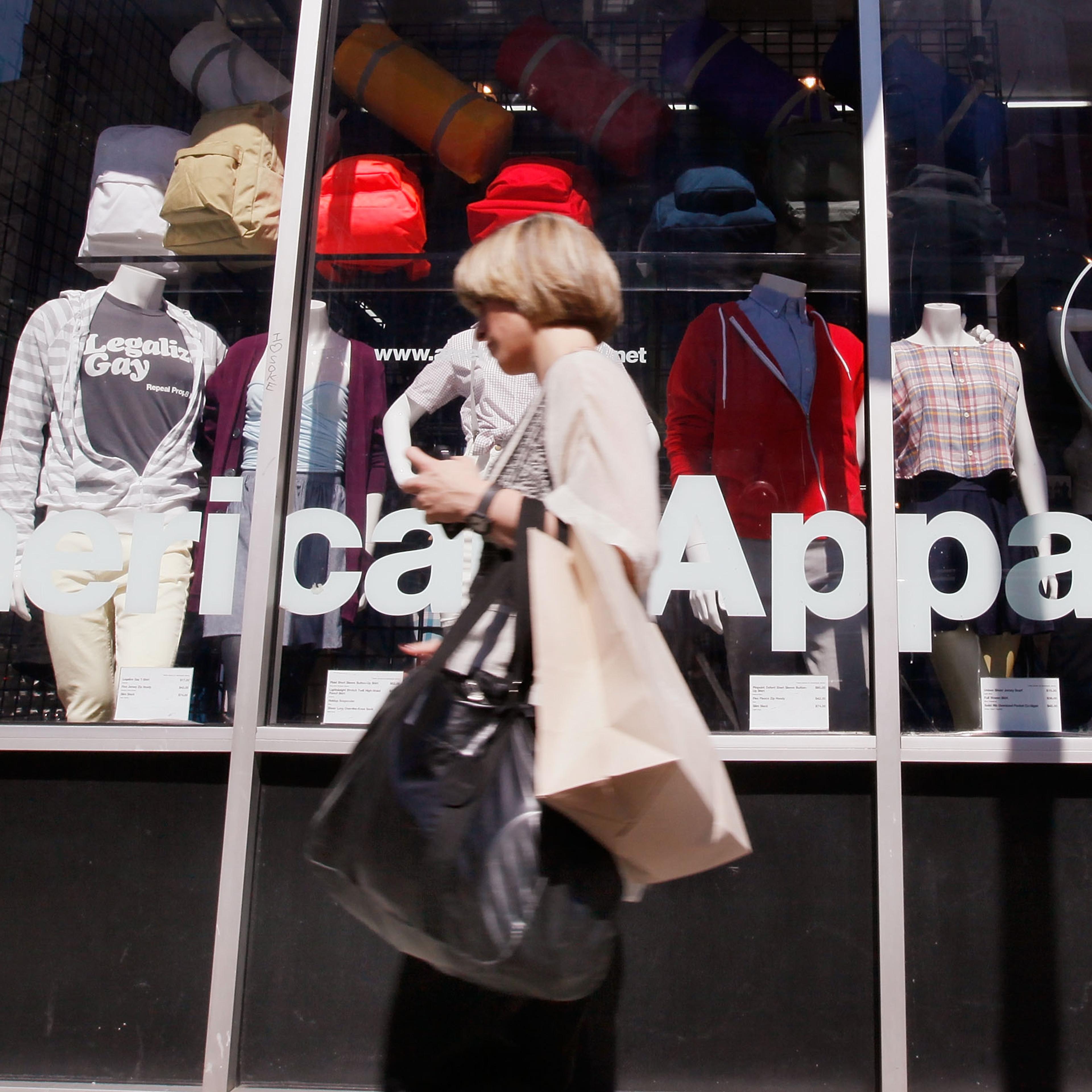 A pedestrian passes by an American Apparel store on Sept. 4, 2009 in Chicago, Illinois.