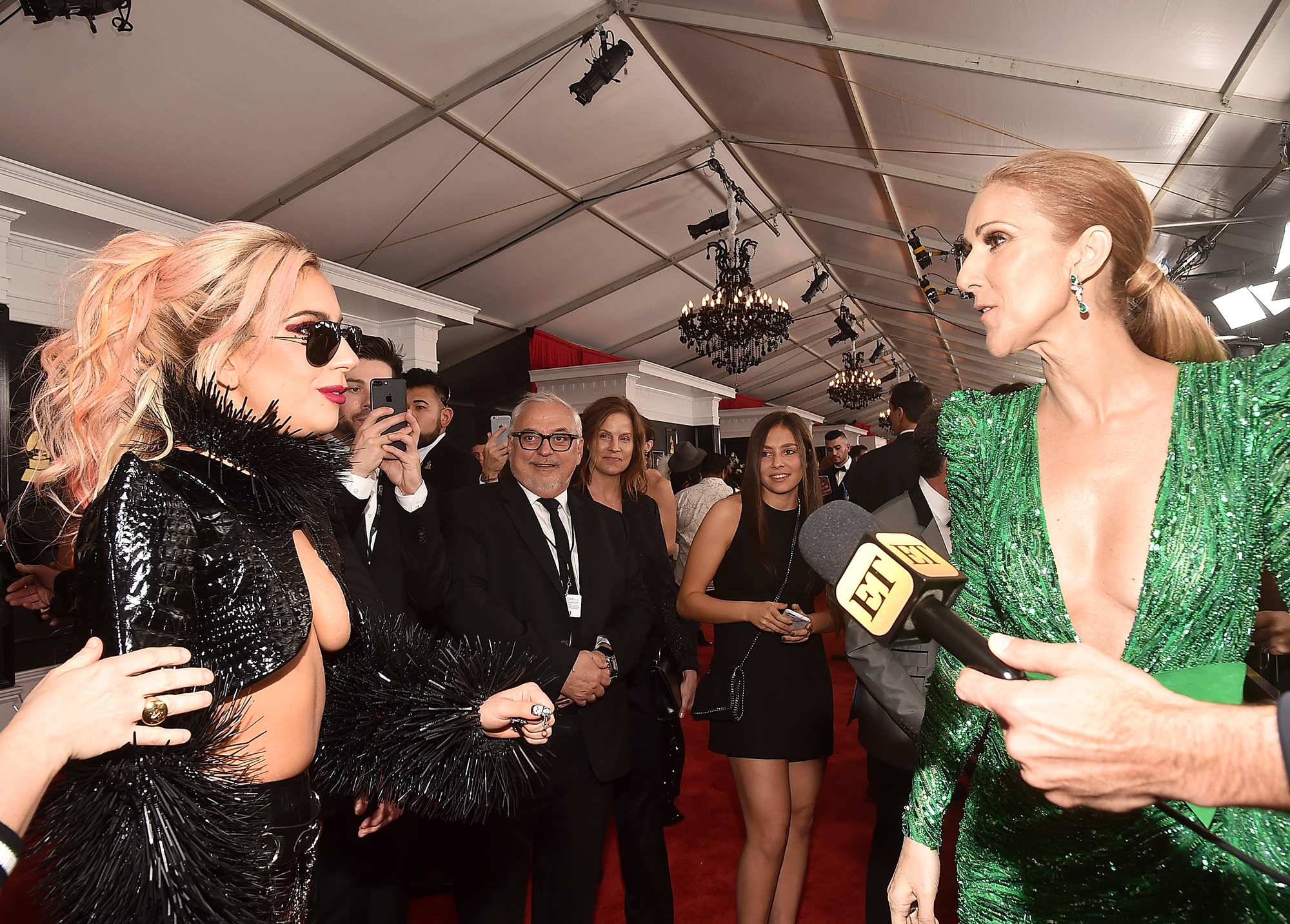 lady gaga grammys 2017 dress Grammys 2017: Lady Gaga and Celine Dion Are Red Carpet Pals