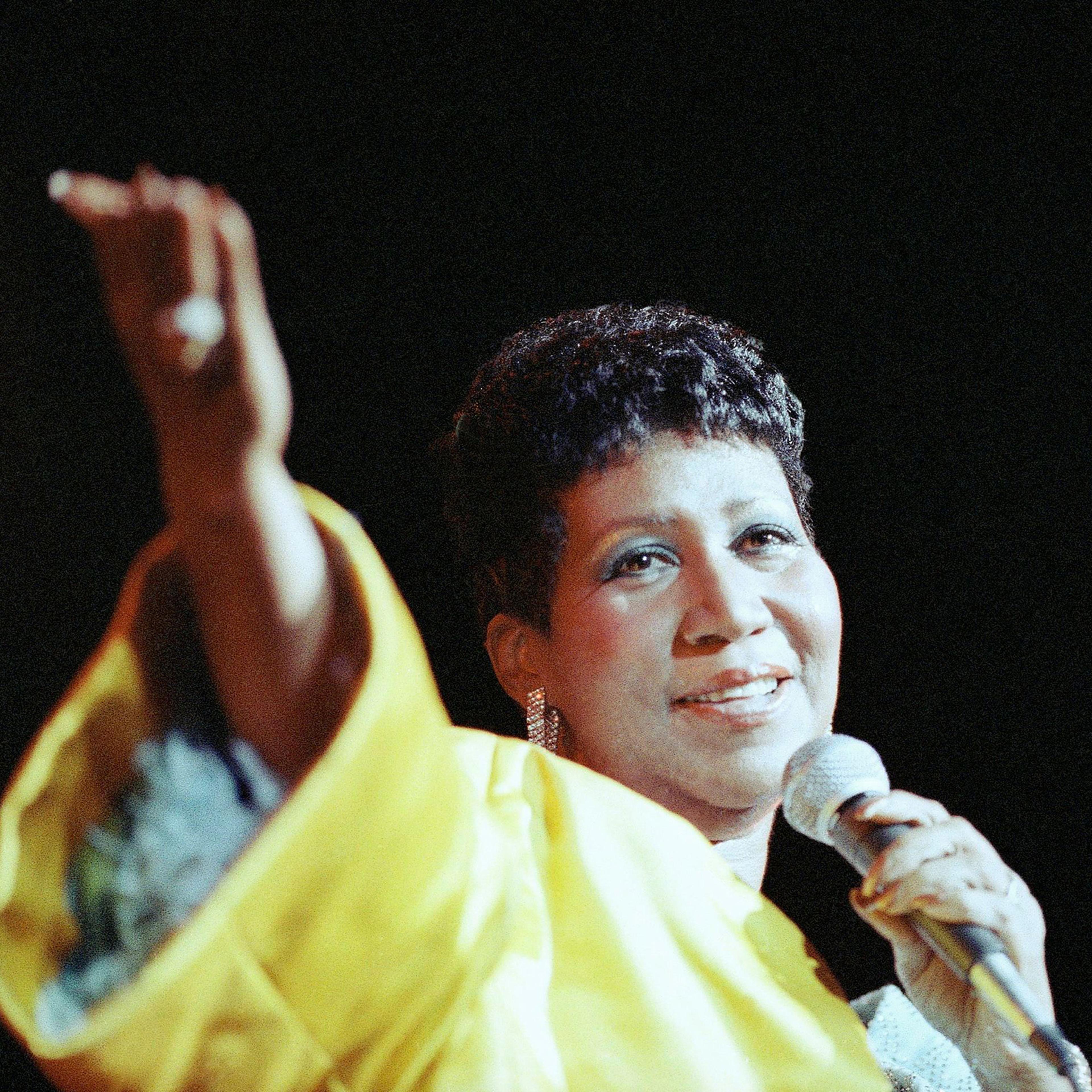 Aretha Franklin performs at New York's Radio City Music Hall in 1989.