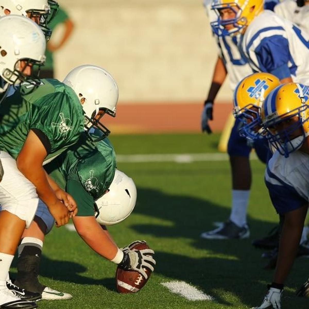 Oceanside Pirates junior varsity team line up against the Mira Mesa Junior varsity team as they play high school football in Oceanside