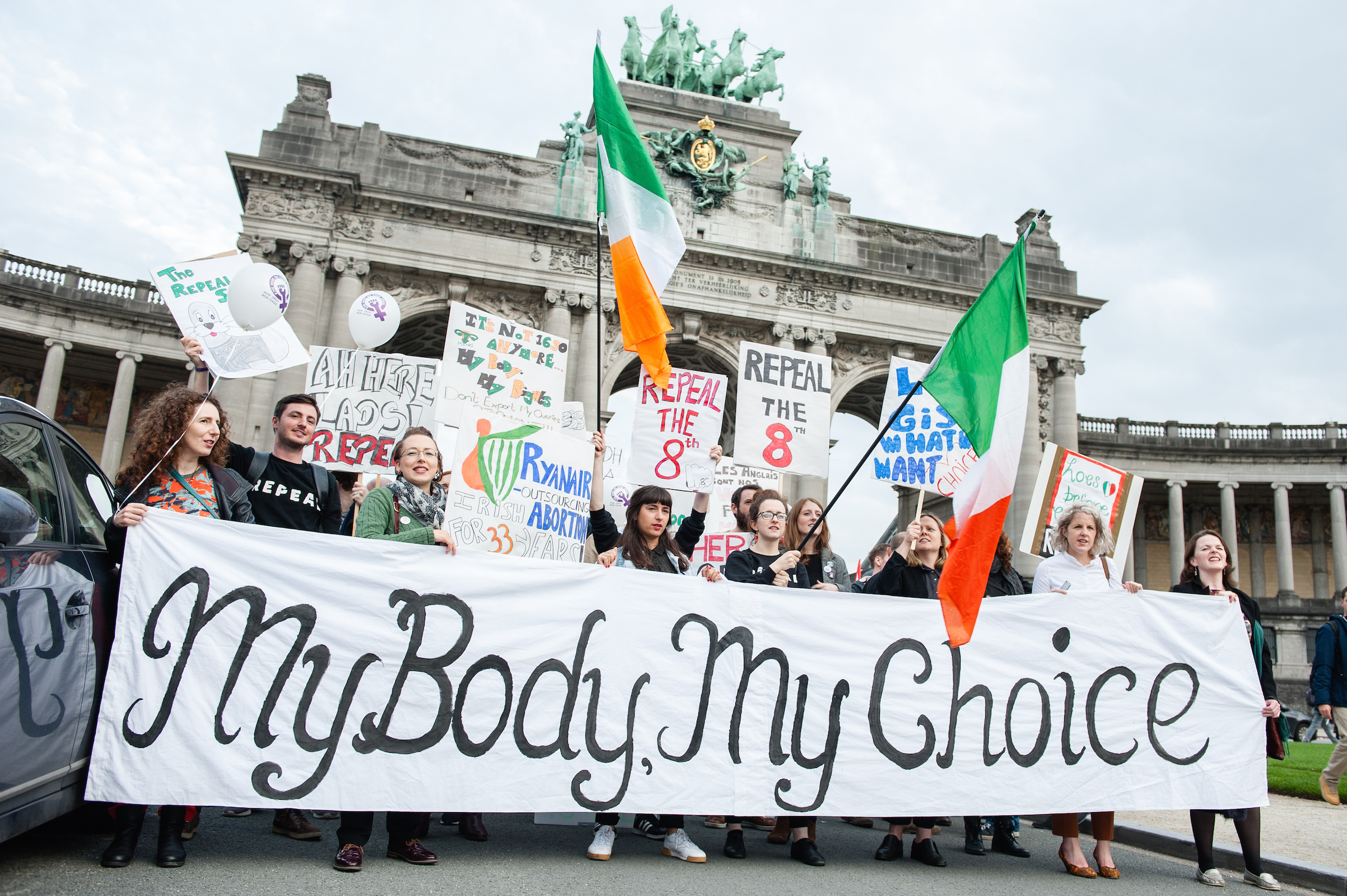 Protest for an access to abortion rights everywhere in Europe, took place in Brussels