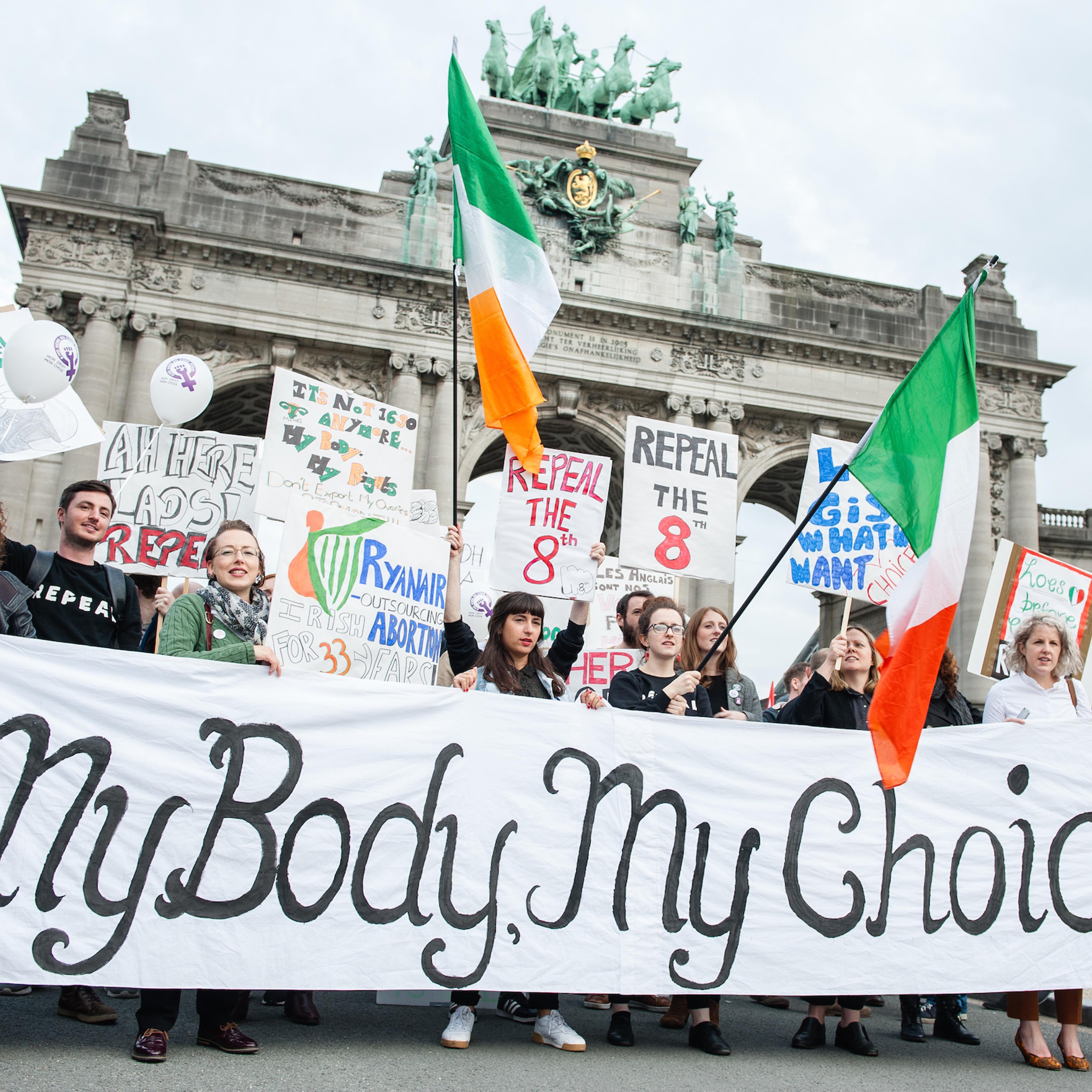 Protest for an access to abortion rights everywhere in Europe, took place in Brussels