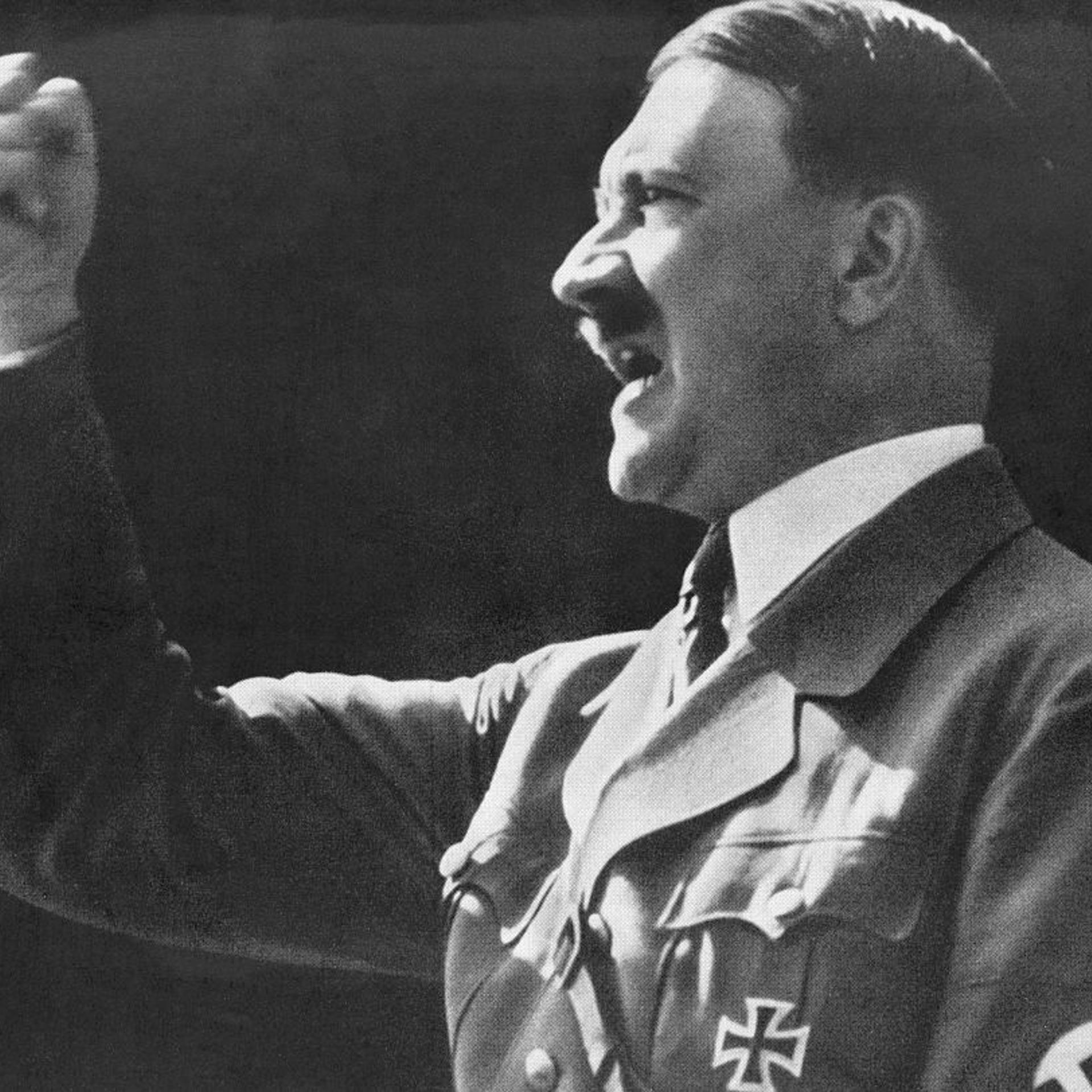 Adolf Hitler giving a speech circa 1939
