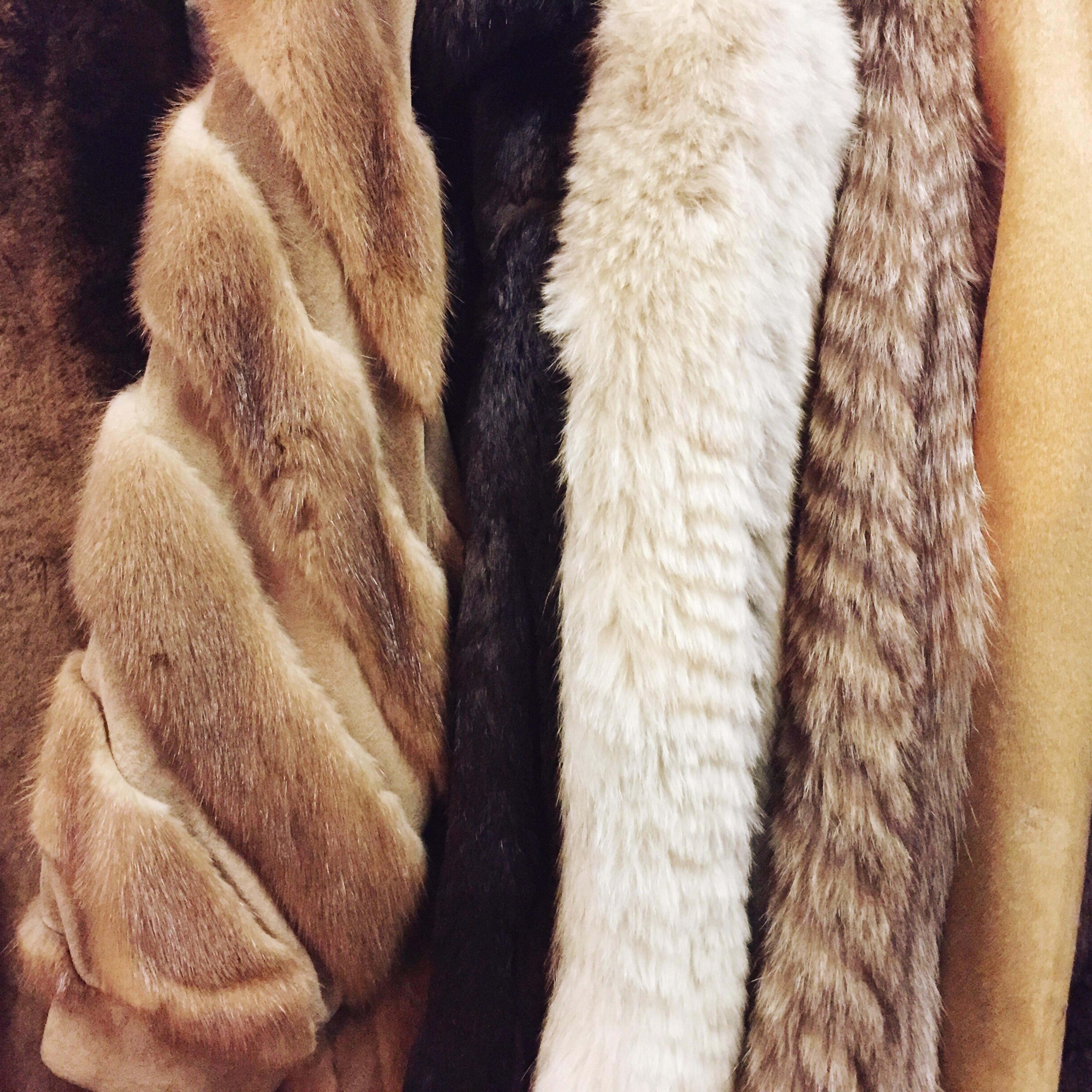 Full Frame Shot Of Fur Coats In Store