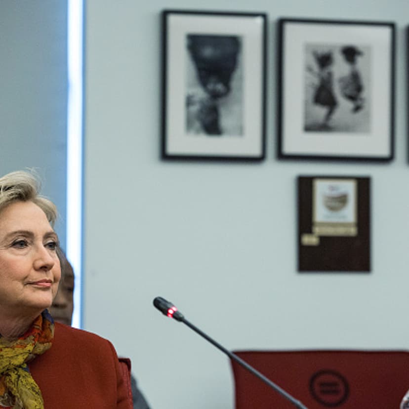 Democratic presidential hopeful and former U.S. Secretary of State Hillary Clinton meets with civil rights leaders at The National Urban League on February 16, 2016 in New York City.