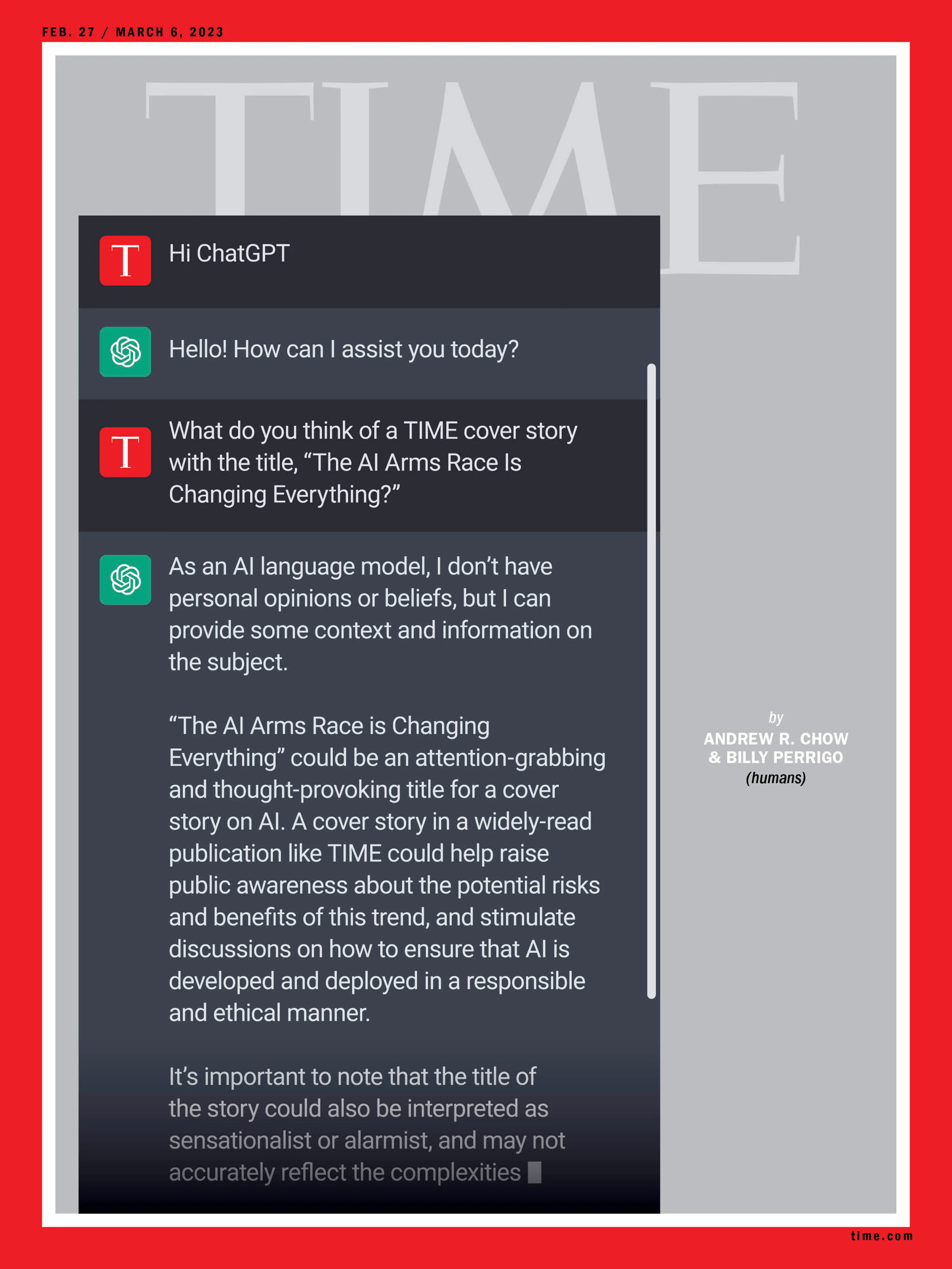 AI Arms Race Time Magazine Cover