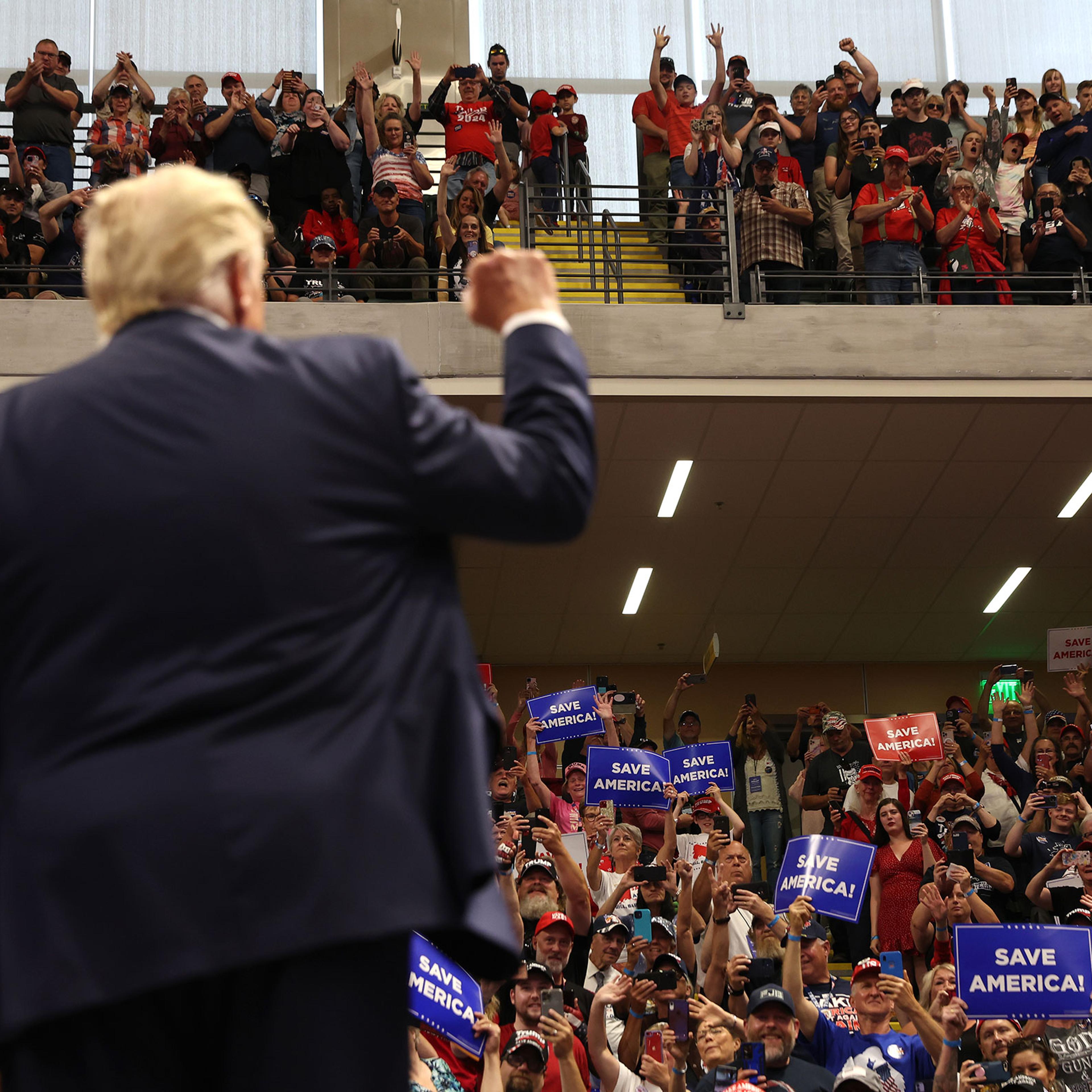 Former President Trump Campaigns With House Candidate Sarah Palin And Senate Candidate Kelly Tshibaka In Anchorage, Alaska