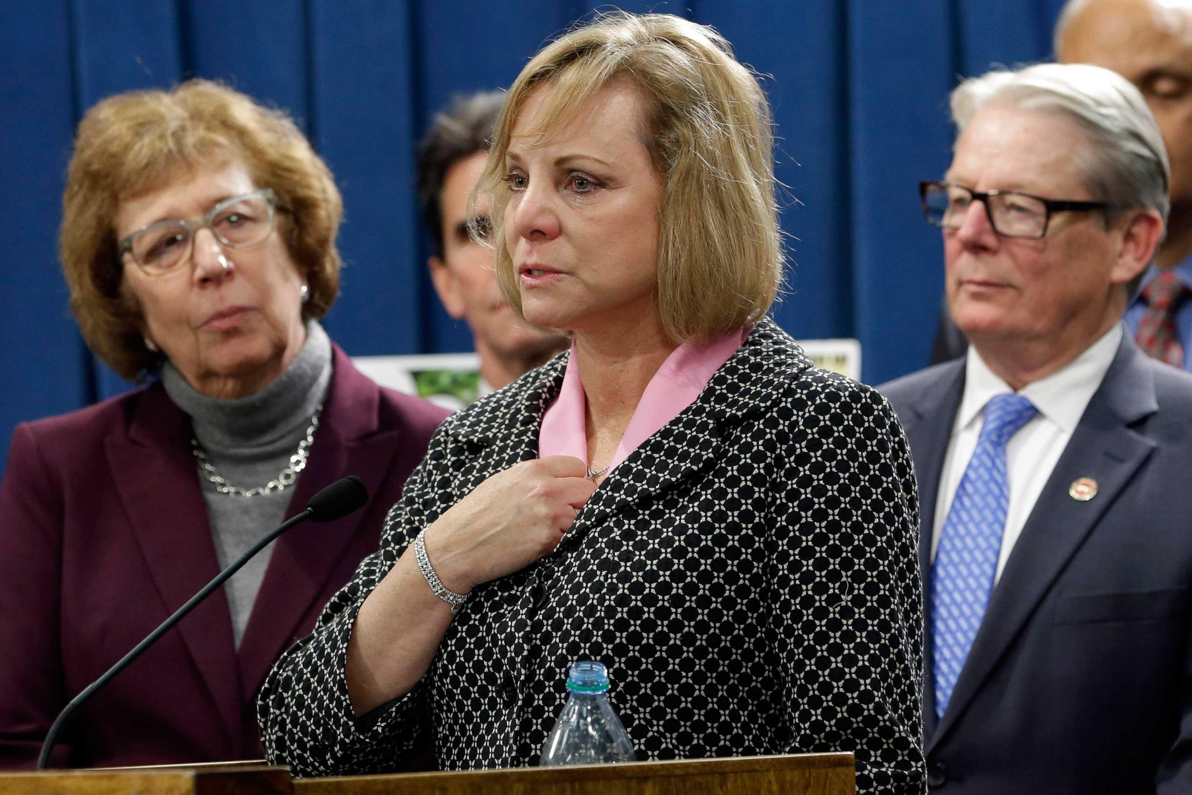 Debbie Ziegler, the mother of Brittany Maynard, speaks in support of proposed legislation allowing doctors to prescribe life-ending medication to terminally ill patients during a news conference at the Capitol, Jan. 21, 2015, in Sacramento, Calif.