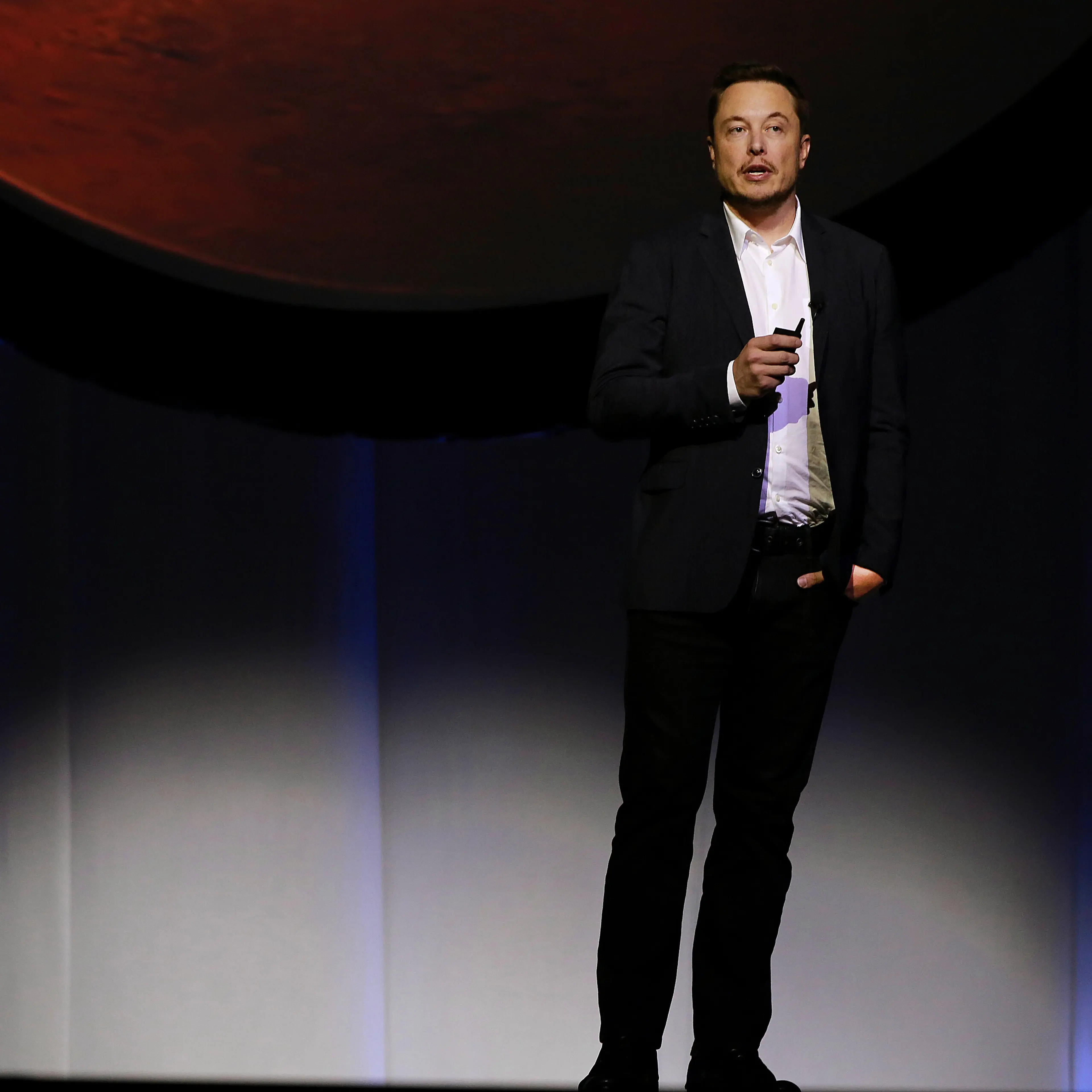 Elon Musk speaks during the 67th International Astronautical Congress in Guadalajara, Mexico, on Sept. 27, 2016.