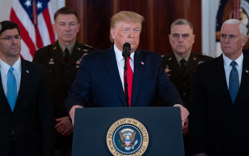 President Trump speaks about the situation with Iran in the White House in Washington, D.C., on Jan. 8, 2020.