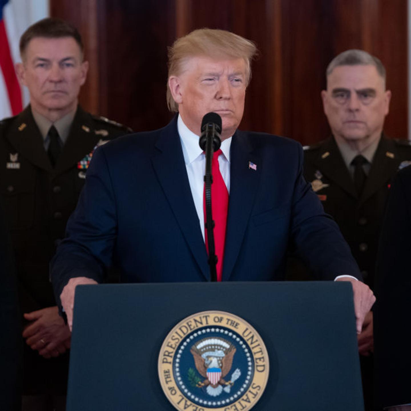 President Trump speaks about the situation with Iran in the White House in Washington, D.C., on Jan. 8, 2020.