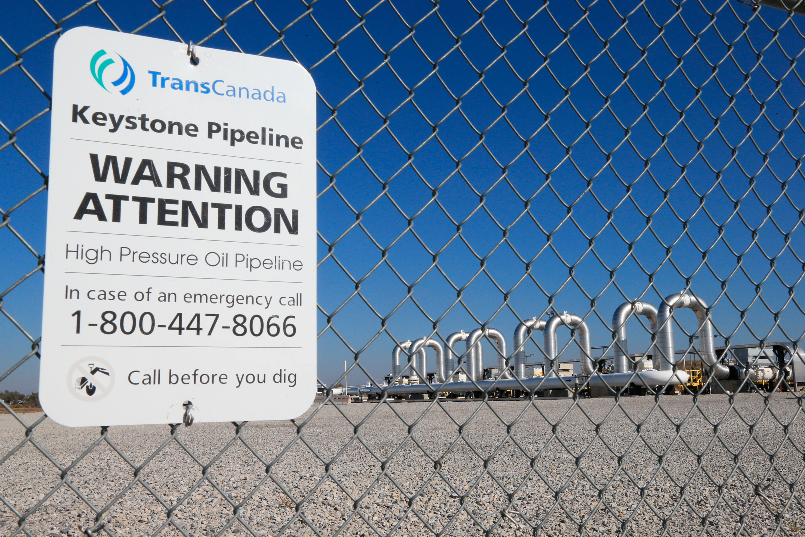 FILE - In this Nov. 3, 2015, file photo, the Keystone Steele City pumping station, into which the planned Keystone XL pipeline was to connect to, is seen in Steele City, Neb. President Barack Obama's decision in November to deny a federal permit for the 