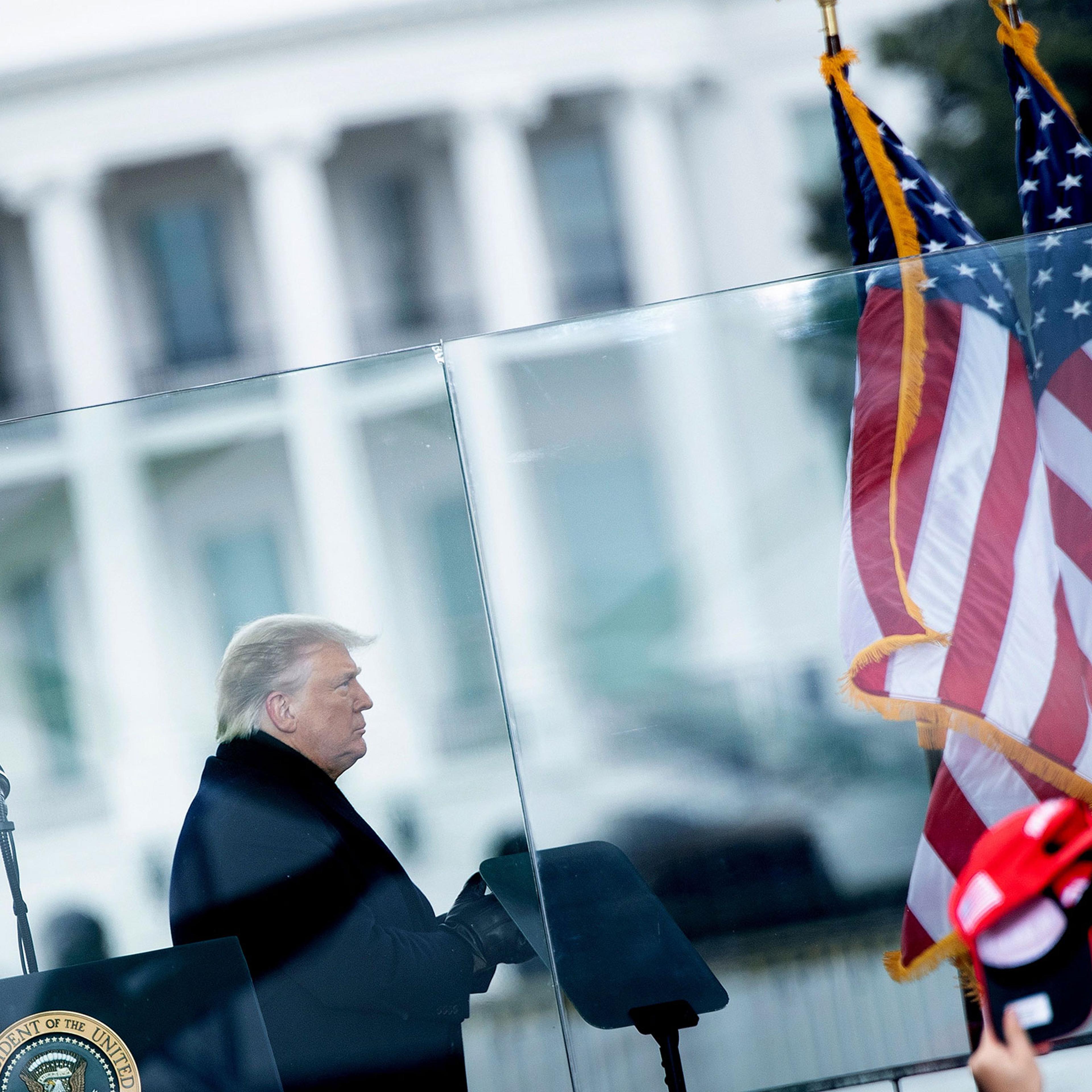 Then President Donald Trump speaks to supporters from The Ellipse near the White House on Jan. 6, 2021.