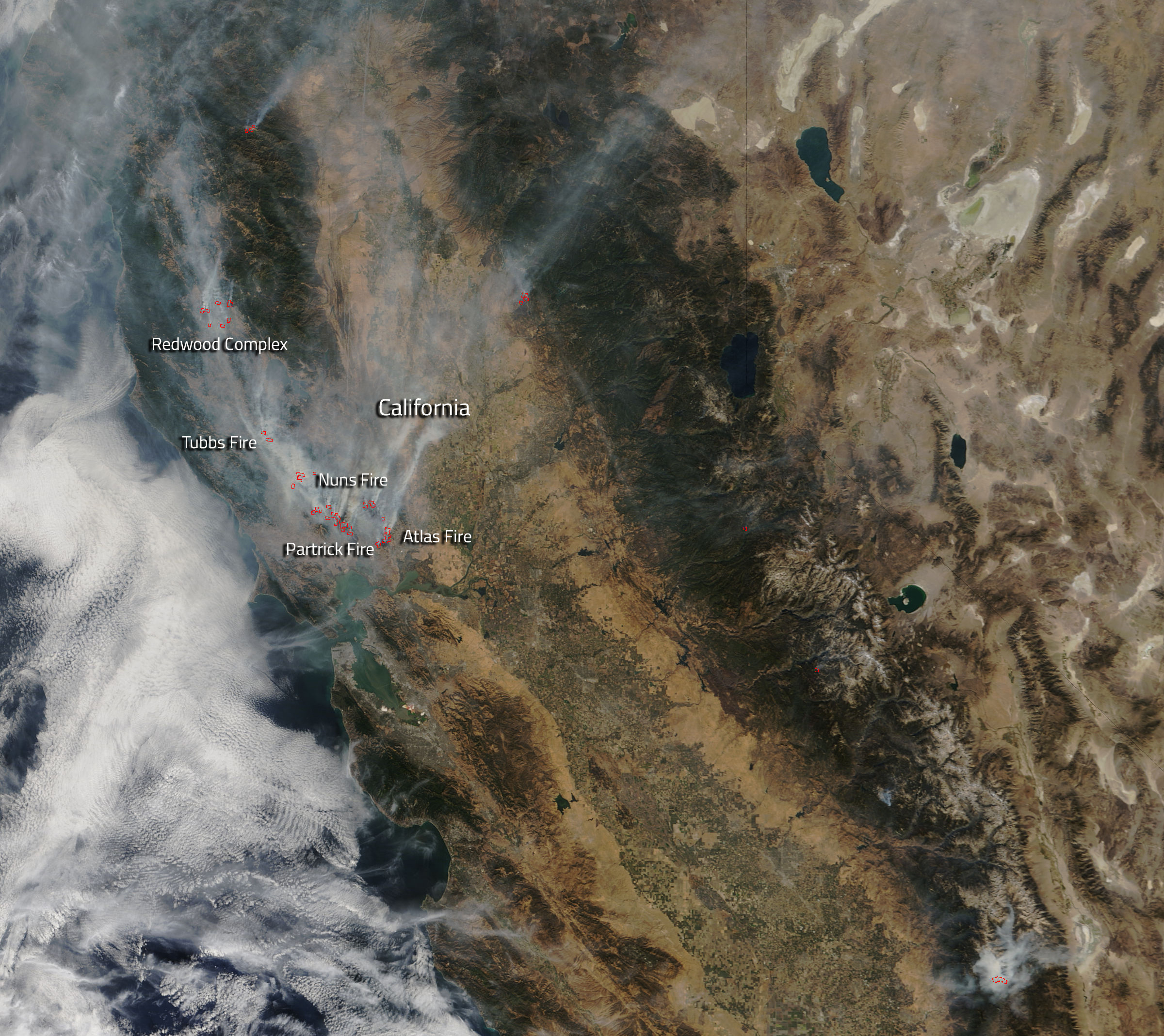 california wildfires from space nasa