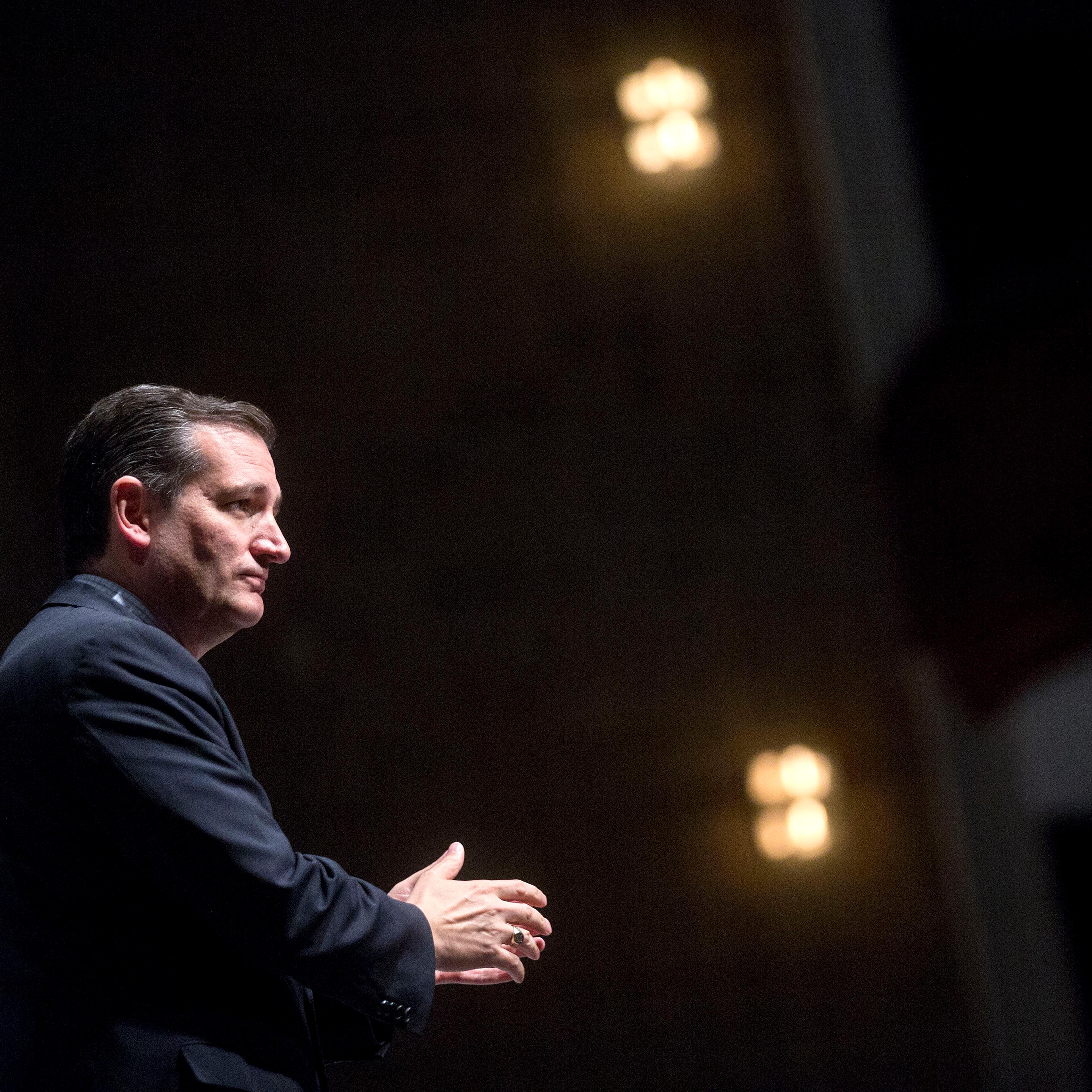 Senator Ted Cruz, a Republican from Texas and U.S. 2016 presidential candidate, pauses while speaking during the South Carolina Freedom Summit hosted by Citizens United and Congressman Jeff Duncan in Greenville, South Carolina, U.S., on May 9, 2015.