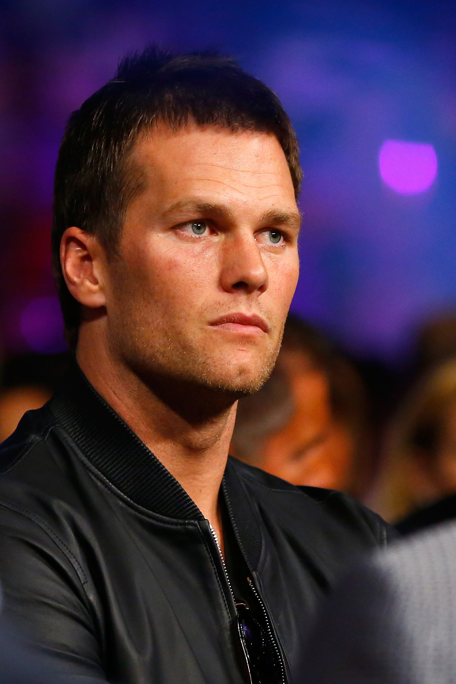 Quarterback Tom Brady attends the welterweight unification championship bout between Floyd Mayweather Jr. and Manny Pacquiao on May 2, 2015 at MGM Grand Garden Arena in Las Vegas.