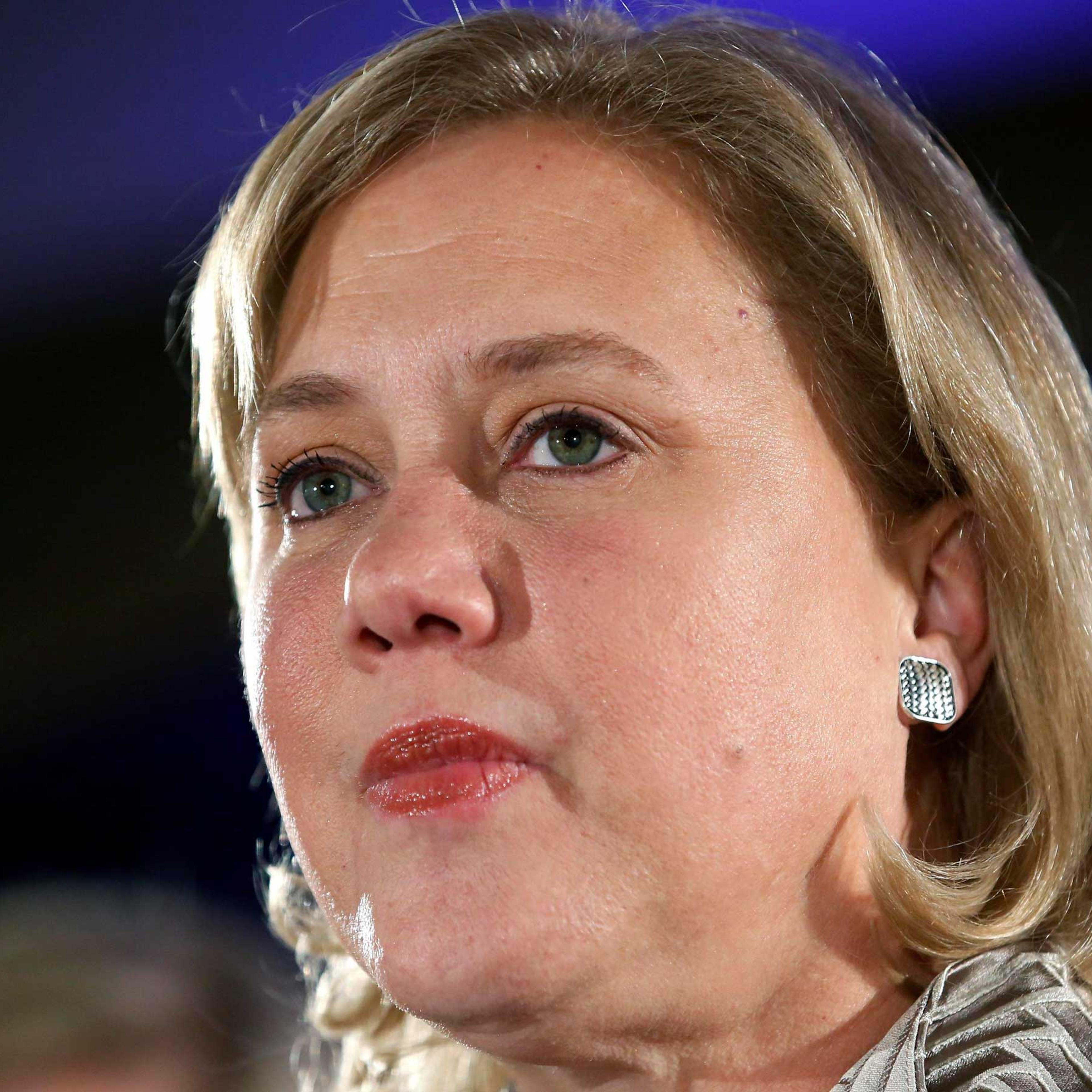 Democratic Senator Landrieu reacts while delivering a concession speech after the results of the U.S. Senate race in Louisiana during a runoff in New Orleans