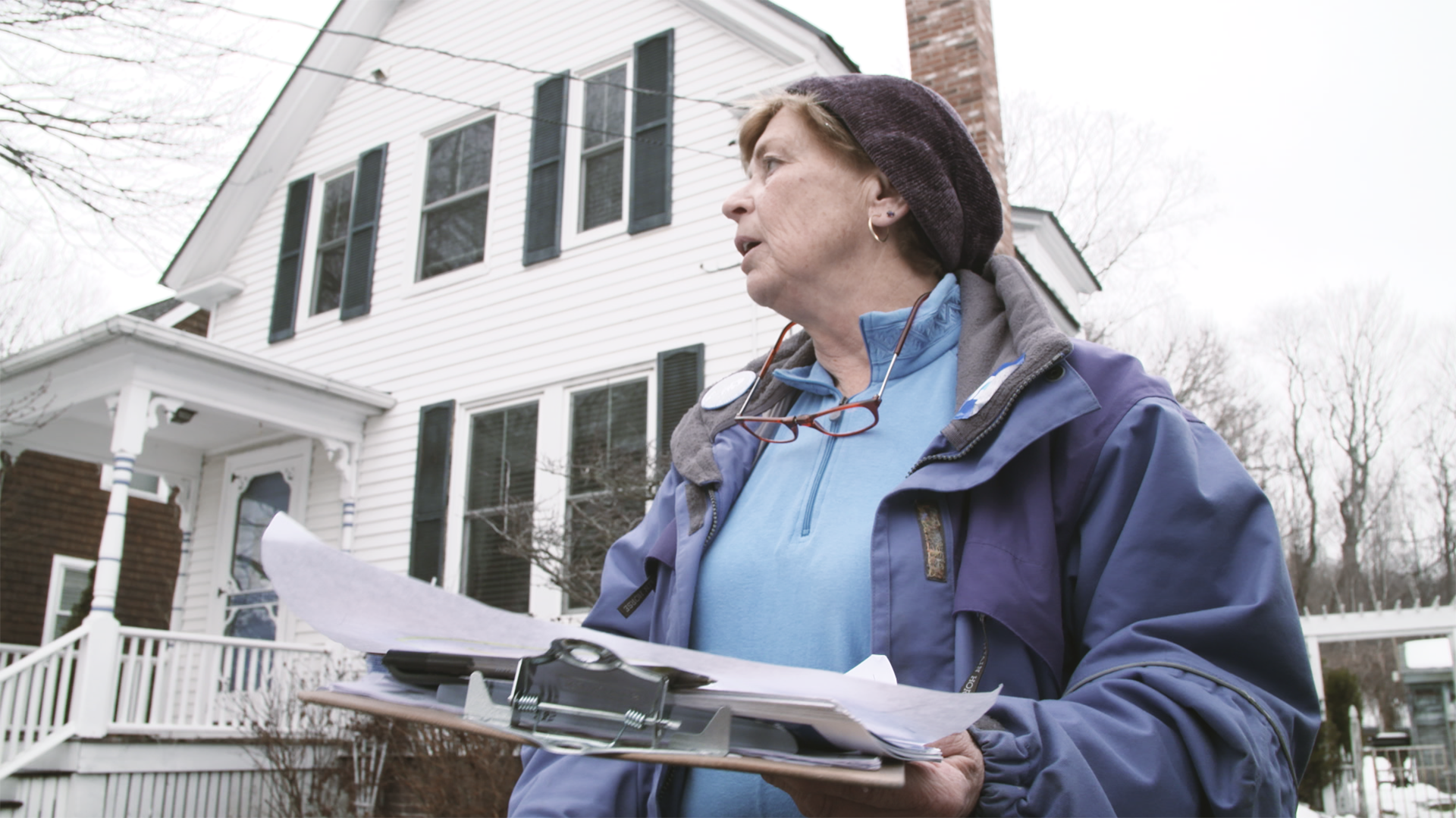 A canvasser for Hillary Clinton in Dover, New Hampshire