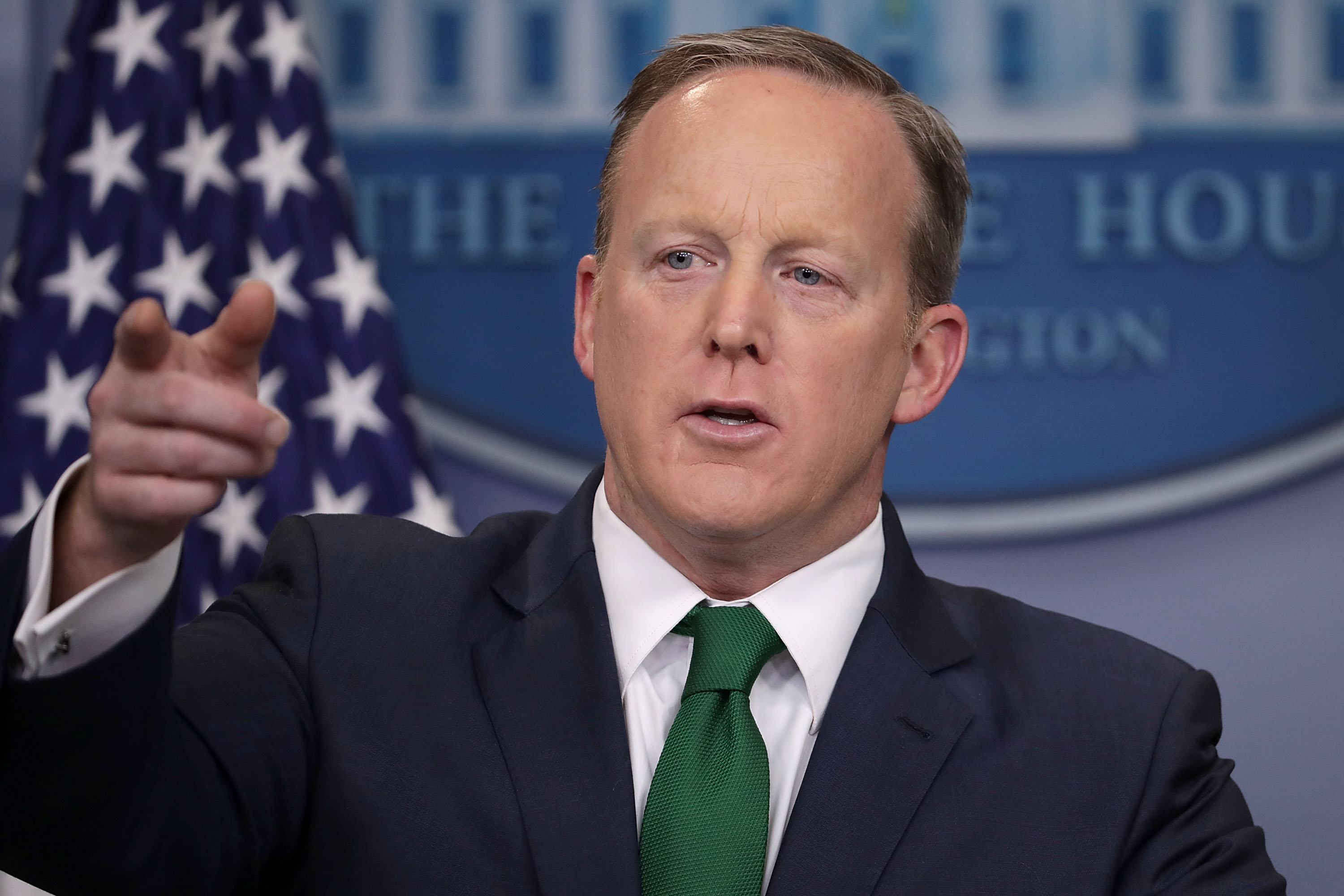 OMB Director Mick Mulvaney And White House Press Secretary Sean Spicer Brief The Media At The White House