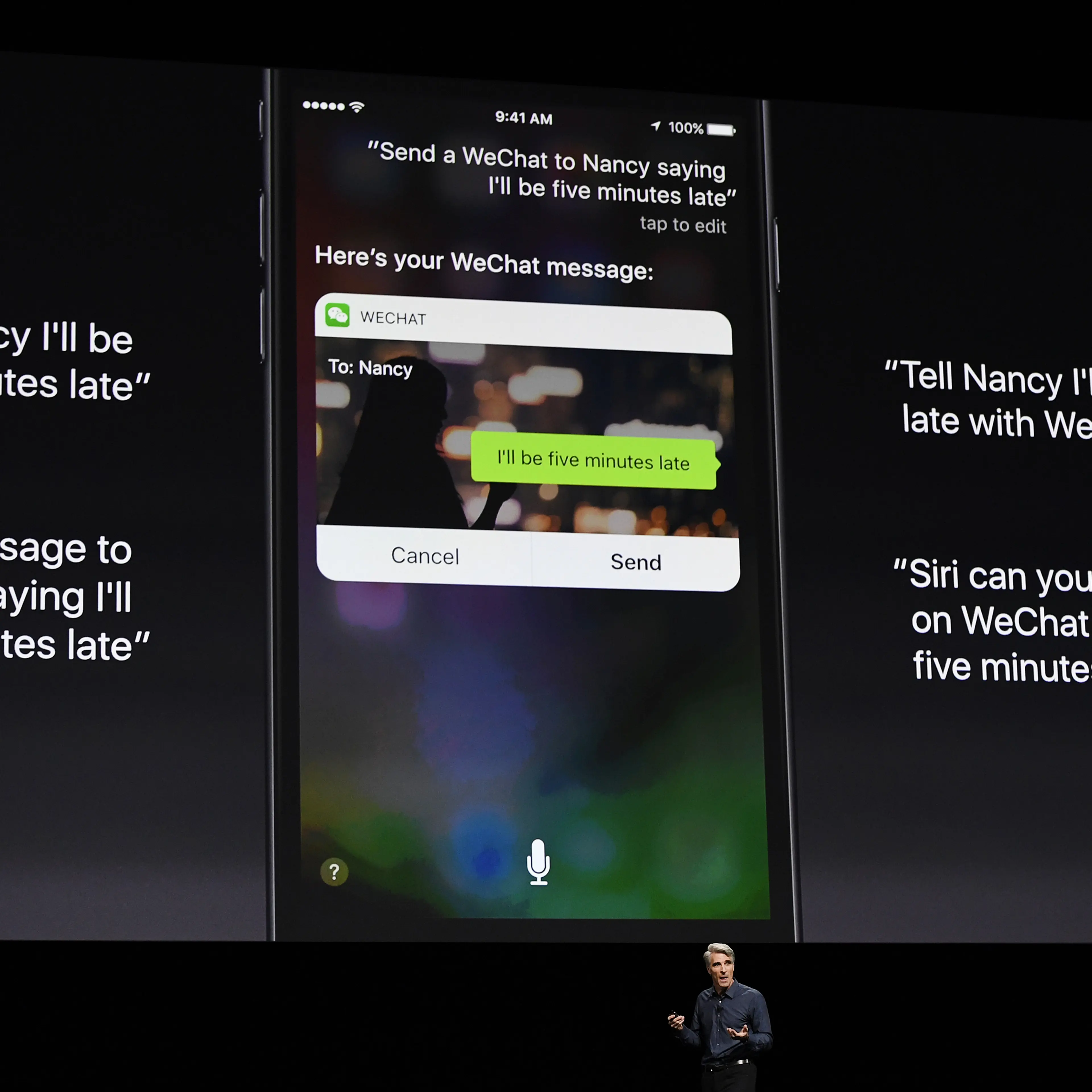 Craig Federighi, senior vice president of Software Engineering at Apple Inc., speaks during the Apple World Wide Developers Conference (WWDC) in San Francisco, on June 13, 2016.