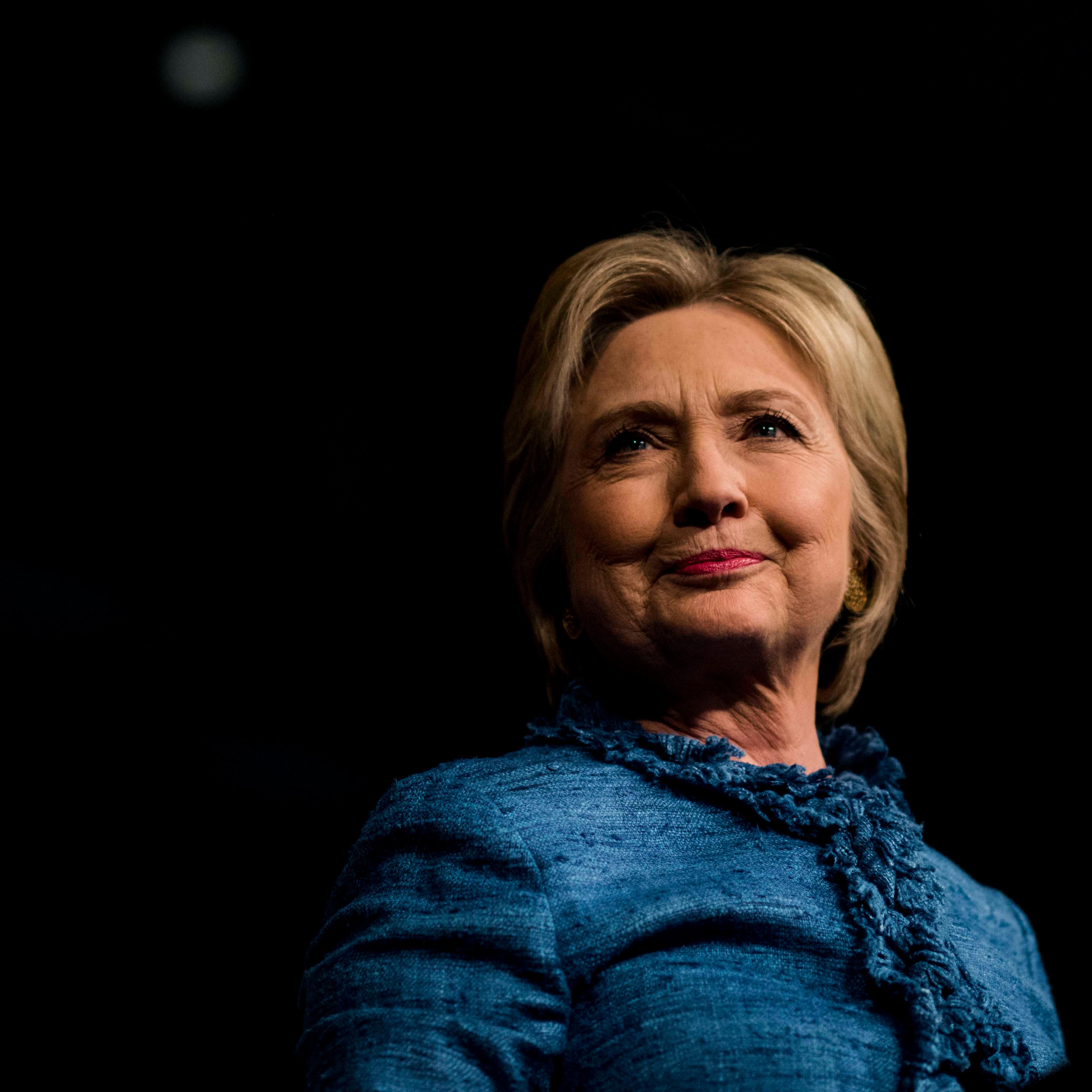 Hillary Clinton speaks to a cheering crowd of her supporters from her victory party on primary night in West Palm Beach, Fla. on March 15, 2016.