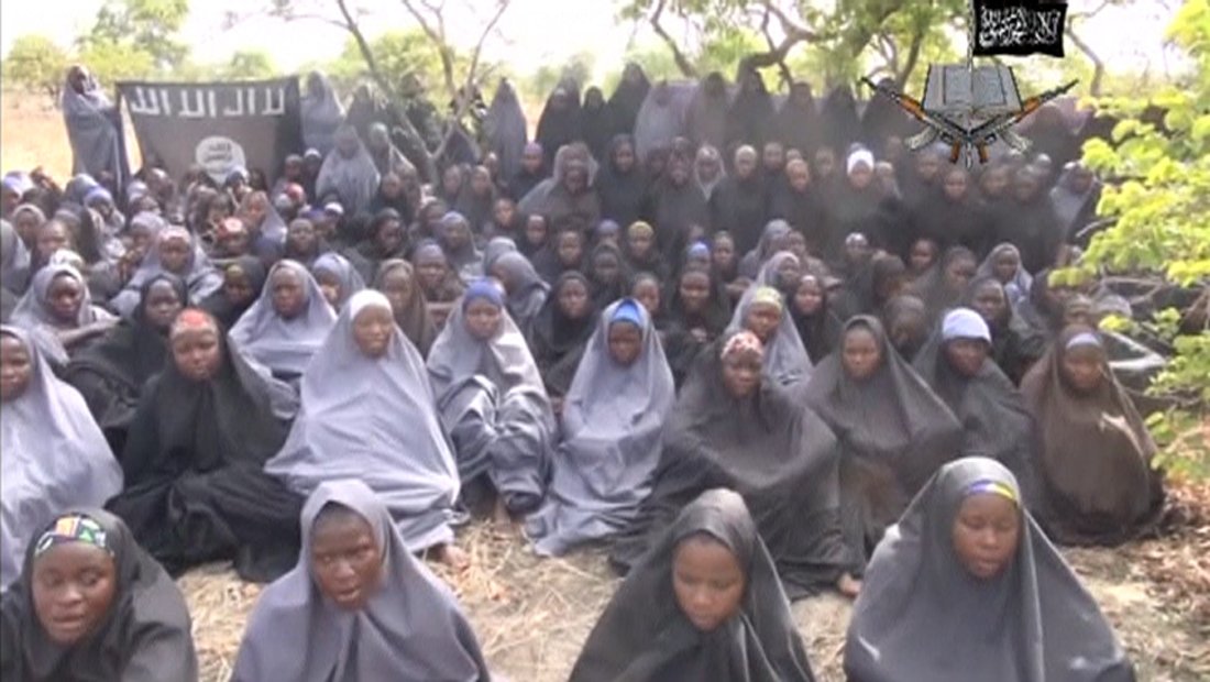 Kidnapped schoolgirls are seen at an unknown location in this still image taken from an undated video released by Nigerian Islamist rebel group Boko Haram.