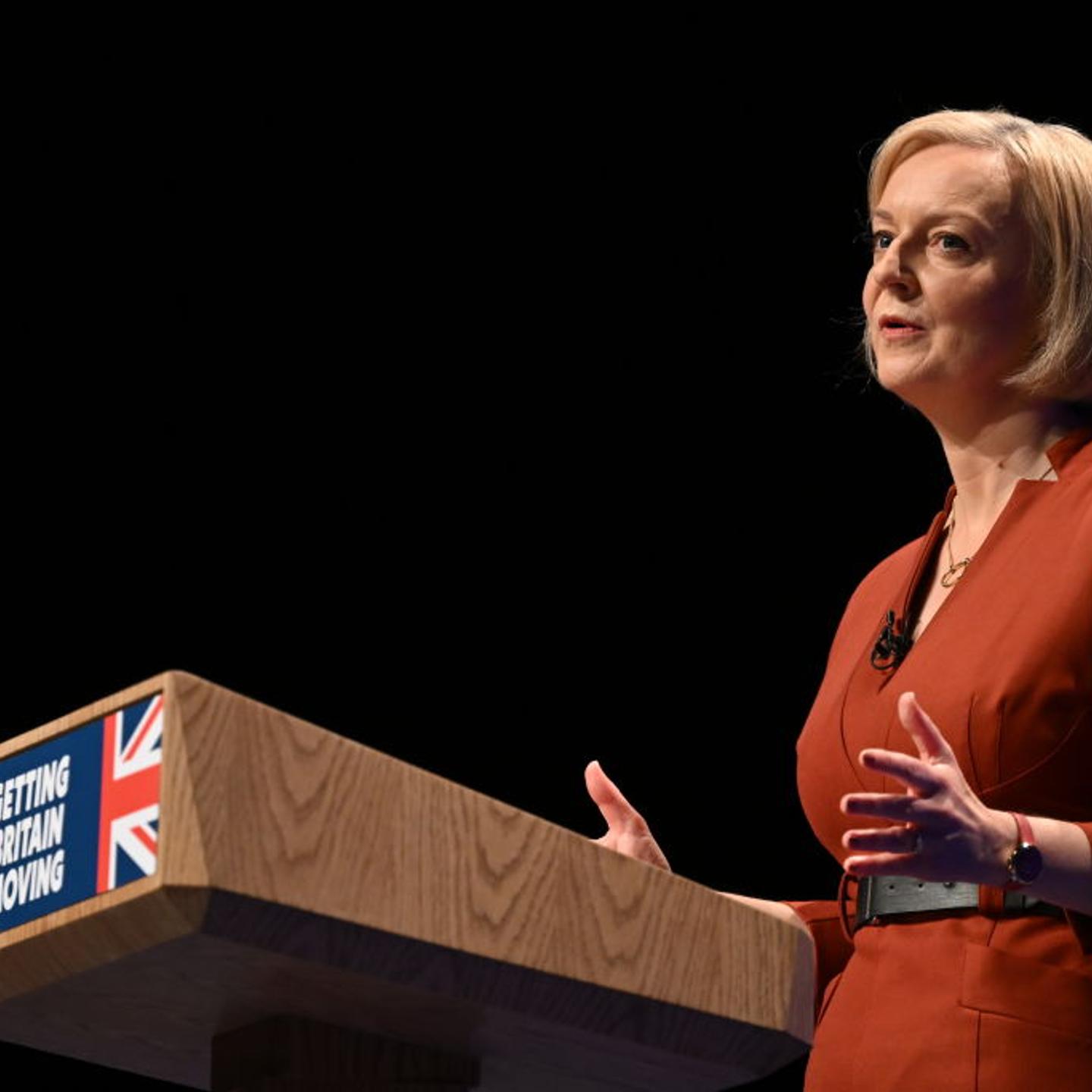 Liz Truss Delivers Her Leader's Speech To Party Conservative Party Conference