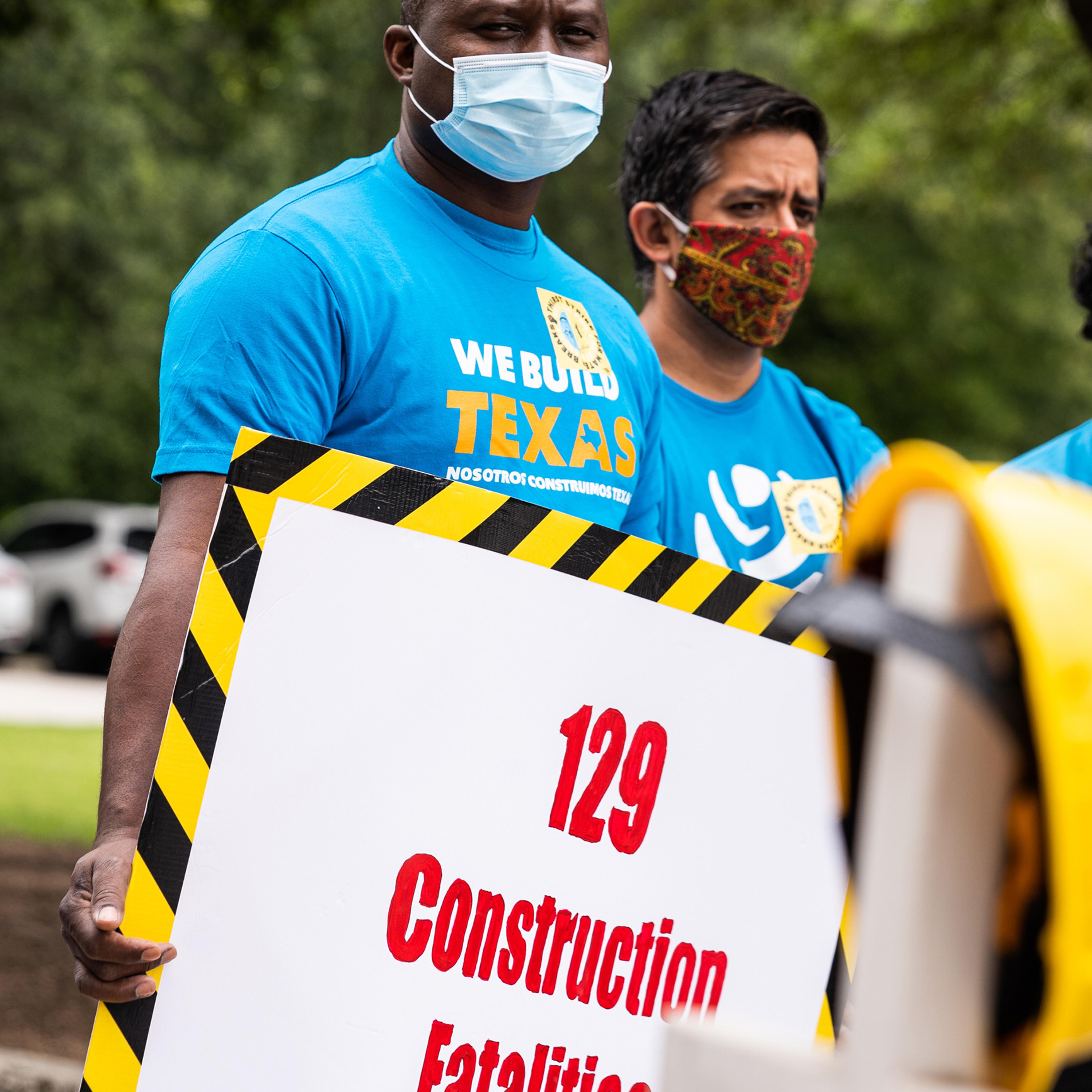 Candido Batiz Alvarez, left, a construction worker in Houston, helped push for Harris County to create an essential workers board to give low-wage workers a voice in policies that would protect them in the future.