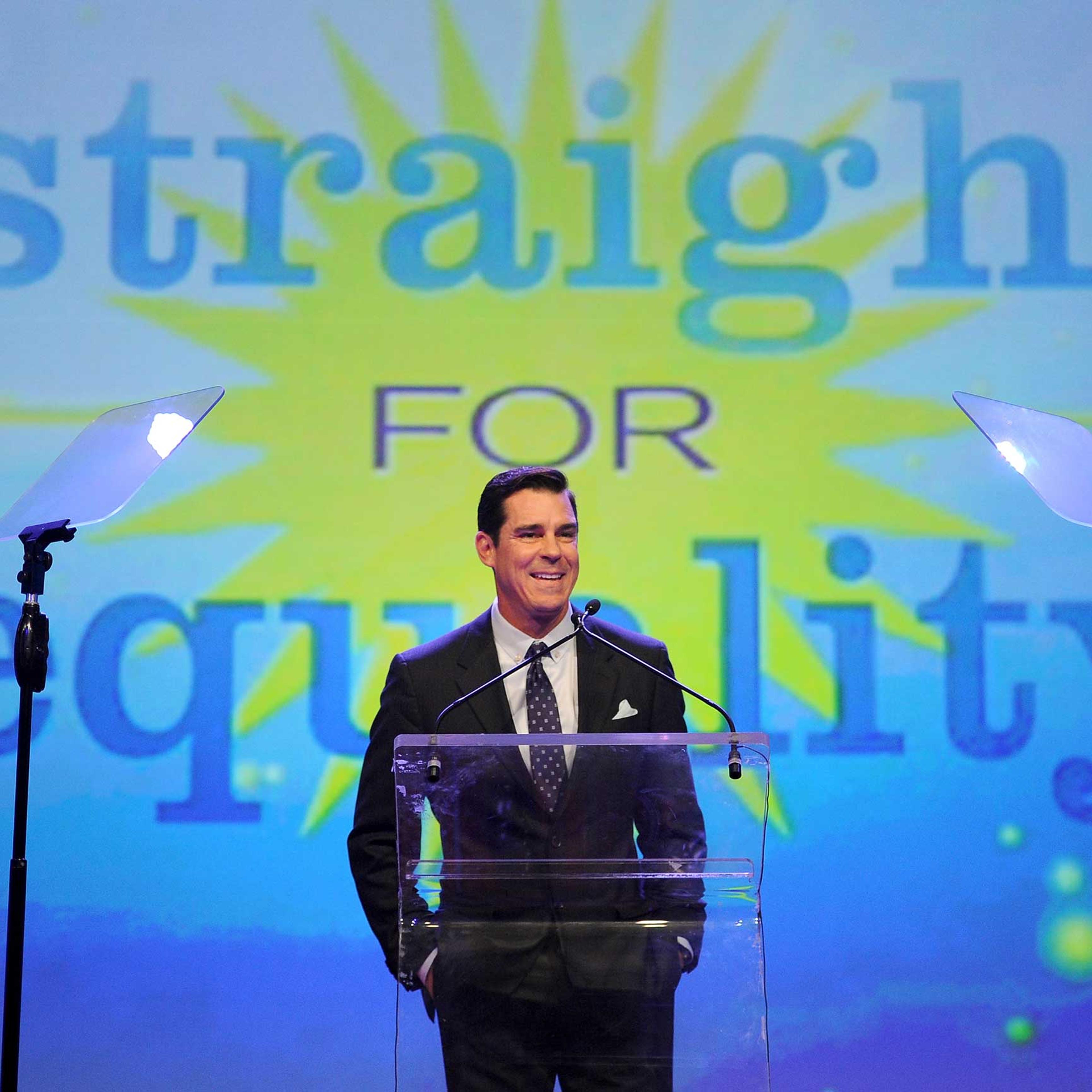 MLB Ambassador for Inclusion Billy Bean speaks onstage at the 7th Annual PFLAG National Straight For Equality Awards Gala at The New York Marriott Marquis in New York on March 30, 2015.