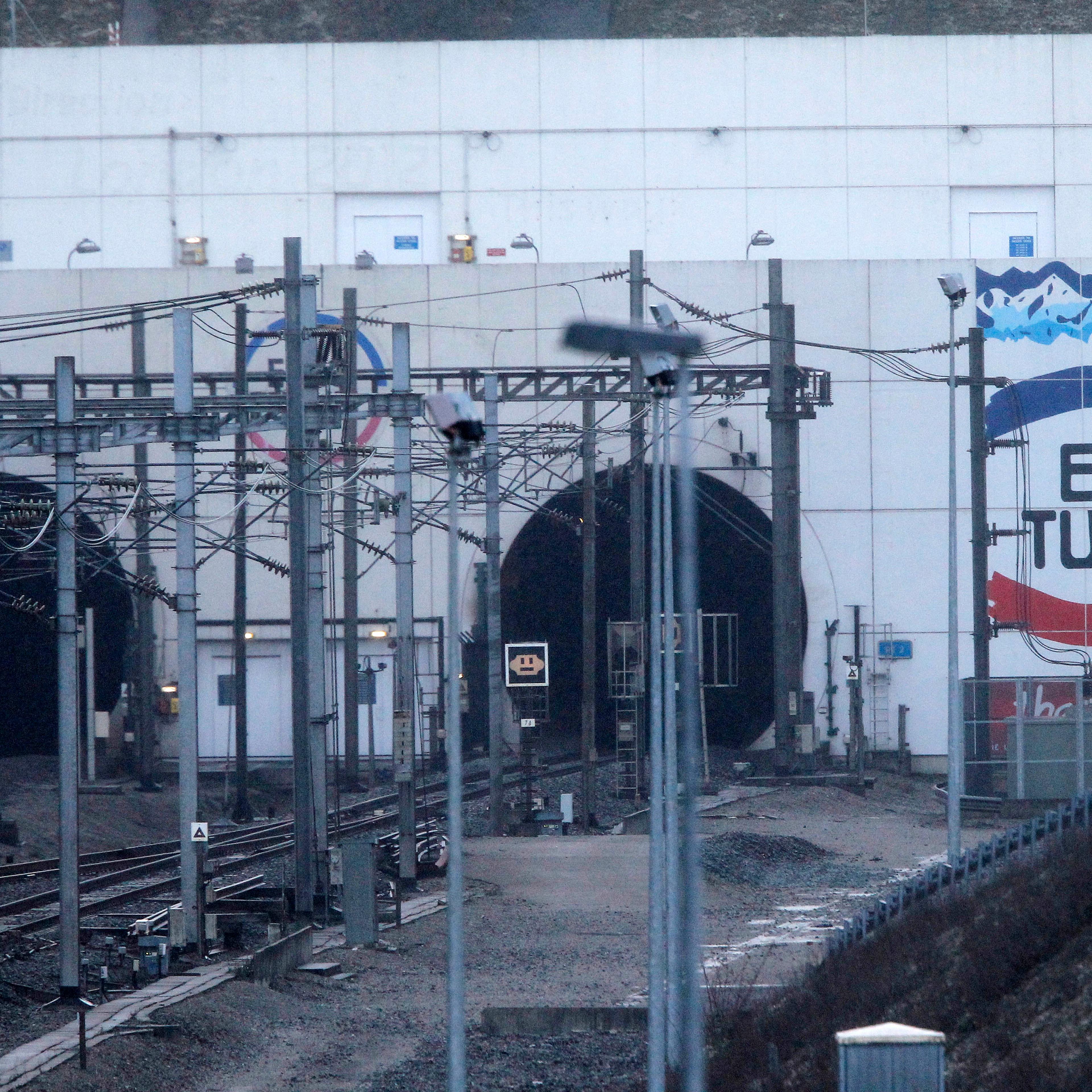 The entrance to the Channel Tunnel near Calais. in Coquelles on Jan.17, 2015.