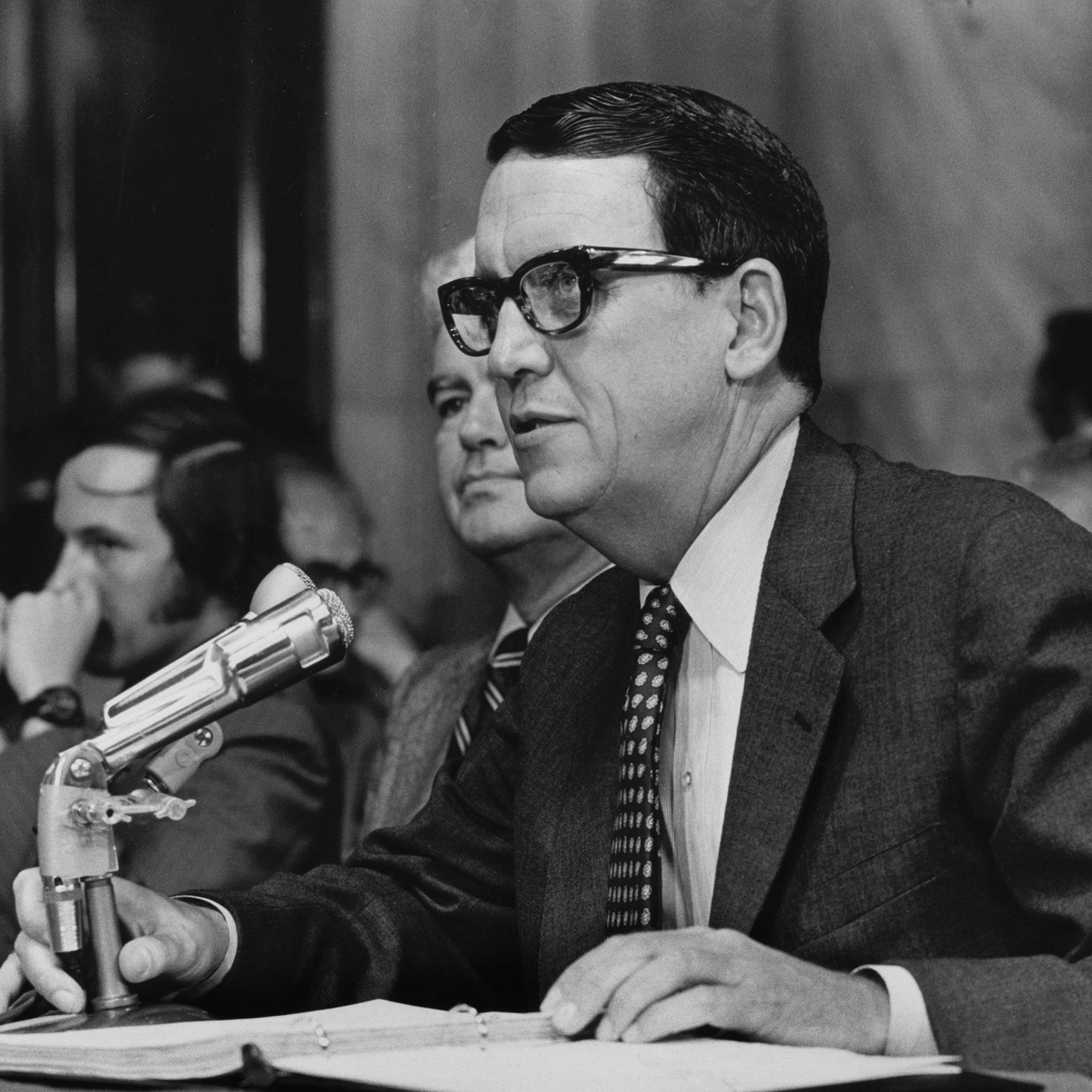 Herbert Kalmbach, President Richard Nixon's personal lawyer, testifies during the Senate Watergate hearings, in Washington in July of 1973.