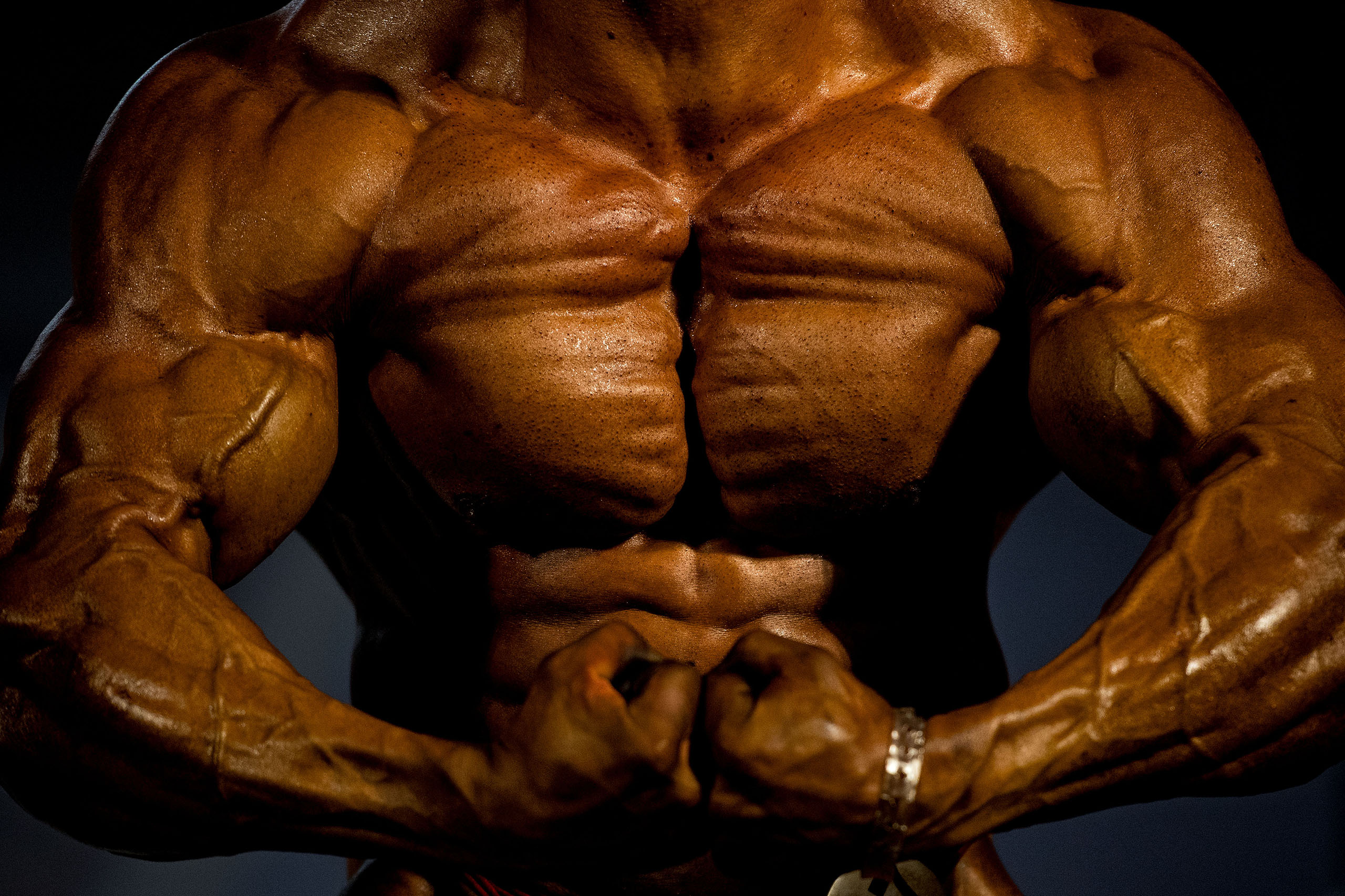 An athlete poses for the judges during the bodybuilding competition as part of the Arnold Classic Europe 2016 on Sept. 23, 2016 in Barcelona.