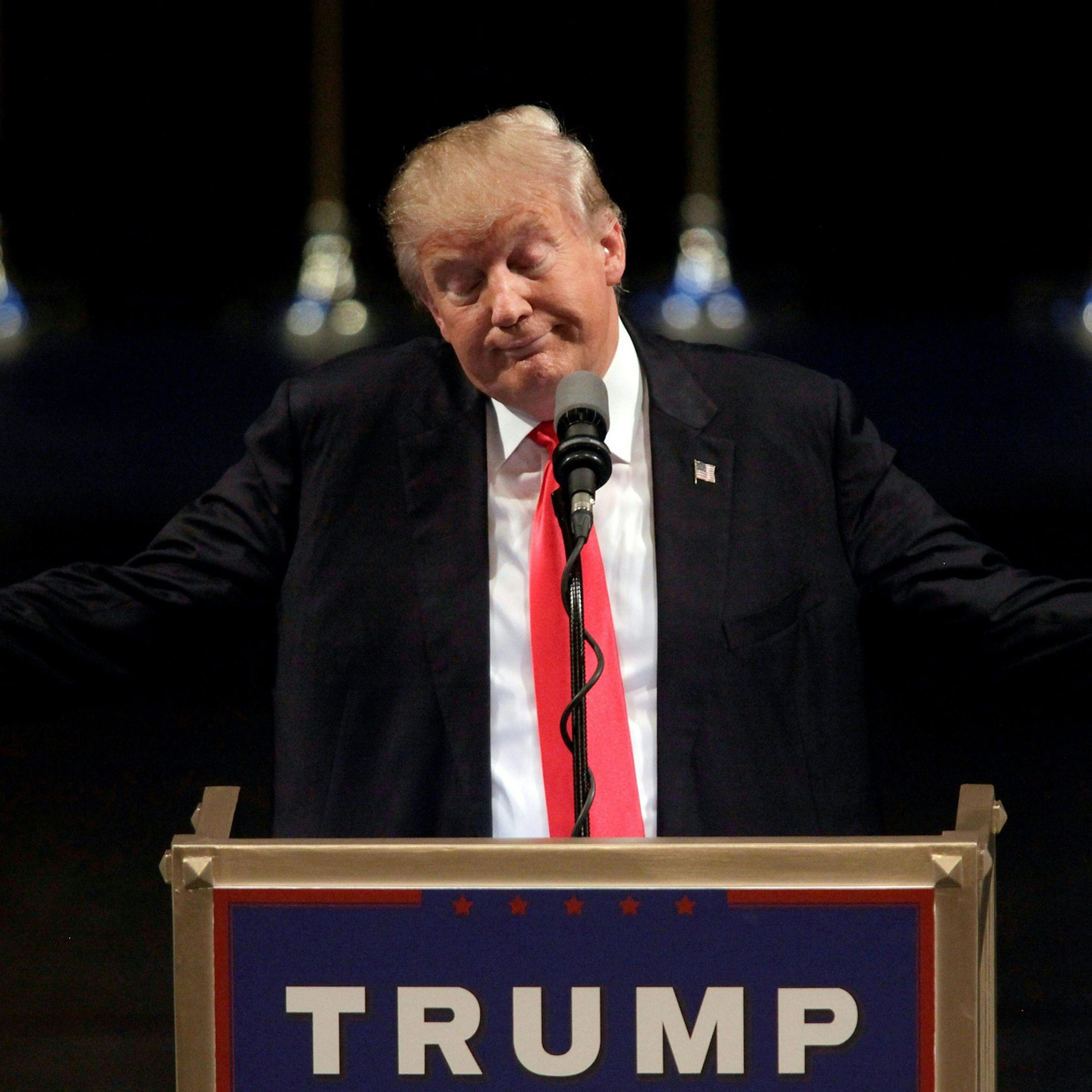 Republican presidential candidate Donald Trump speaks during a rally at the Treasure Island Hotel in Las Vegas on June 18, 2016.