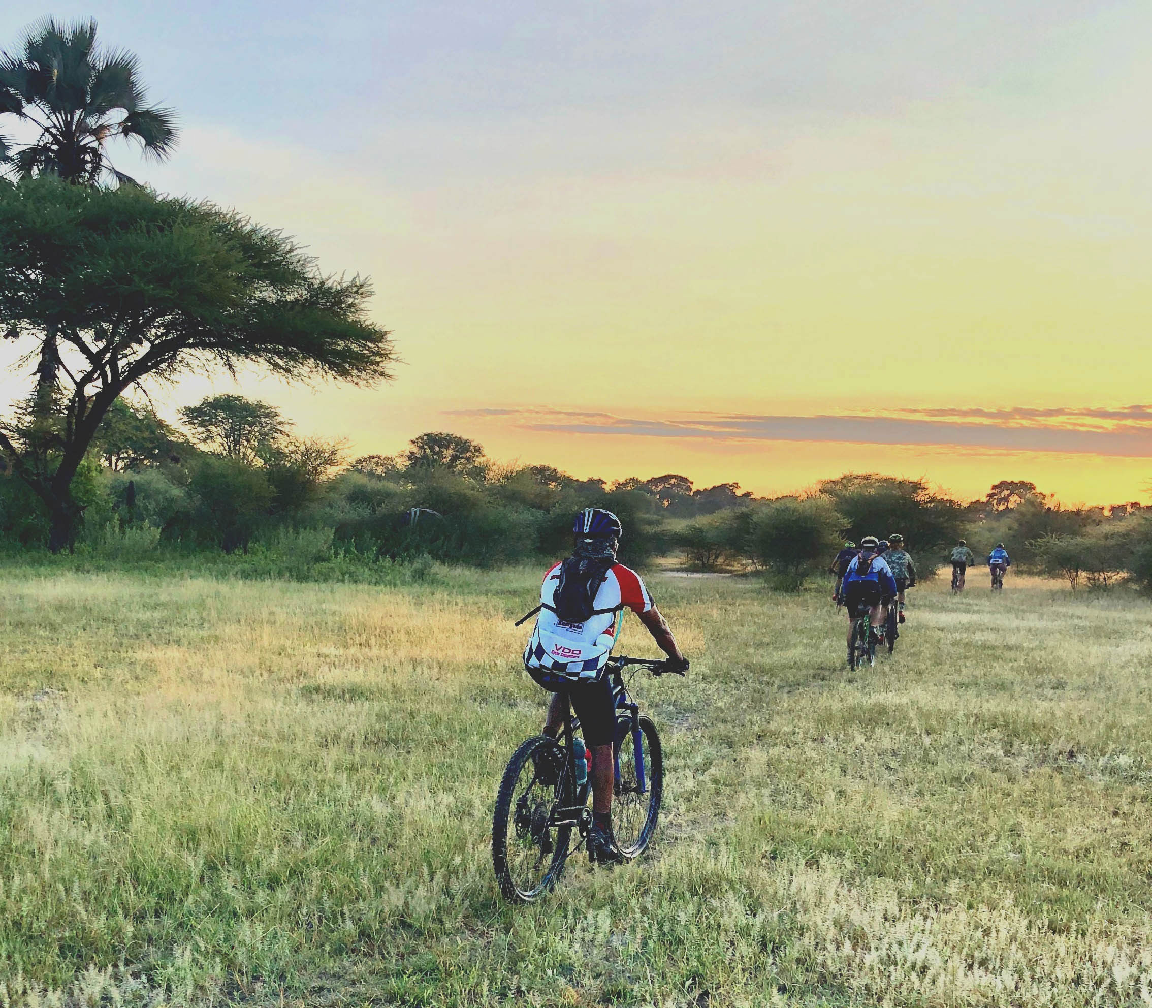 Cyclists ride on Natural Selection’s Guided Botswana Cycling Safari