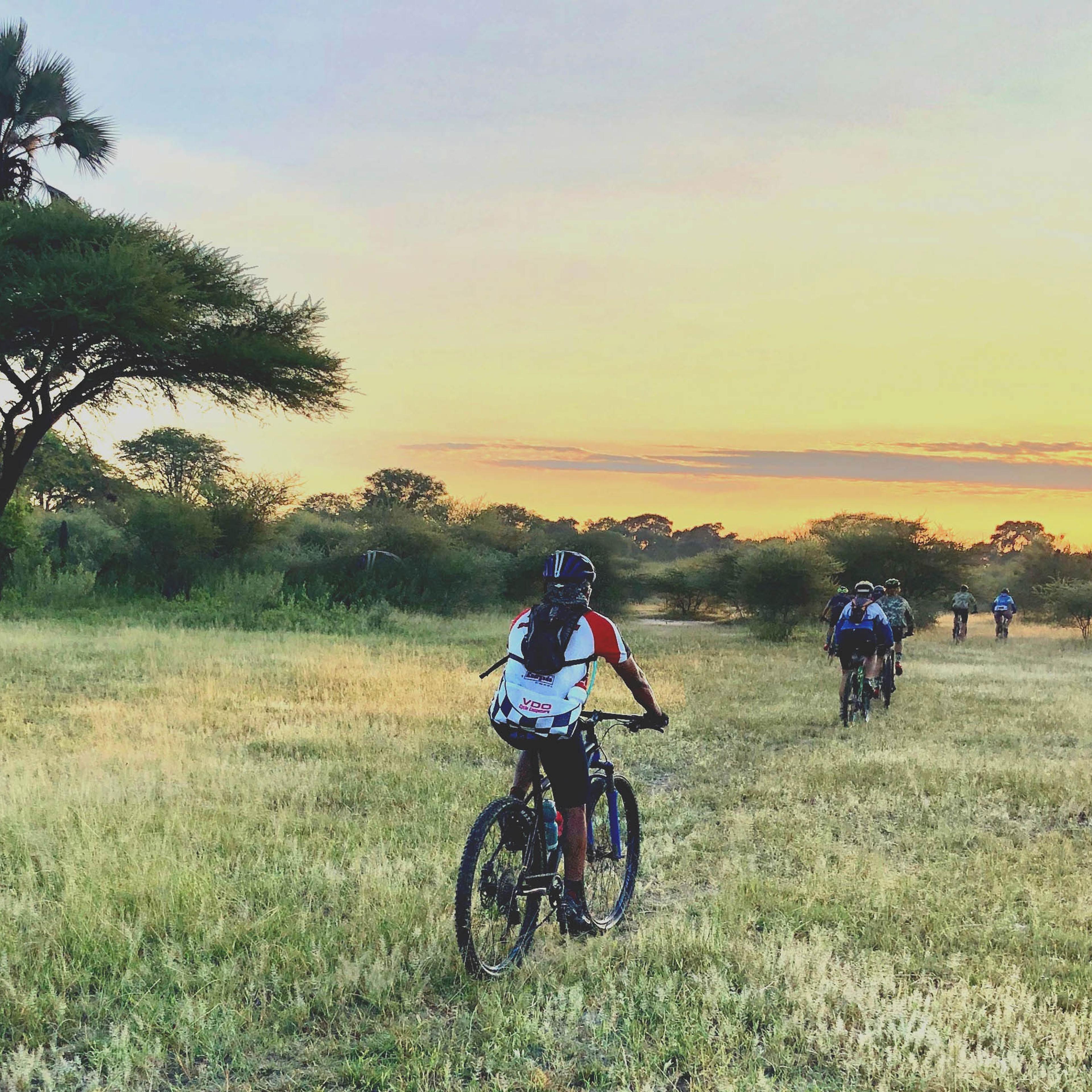 Cyclists ride on Natural Selection’s Guided Botswana Cycling Safari