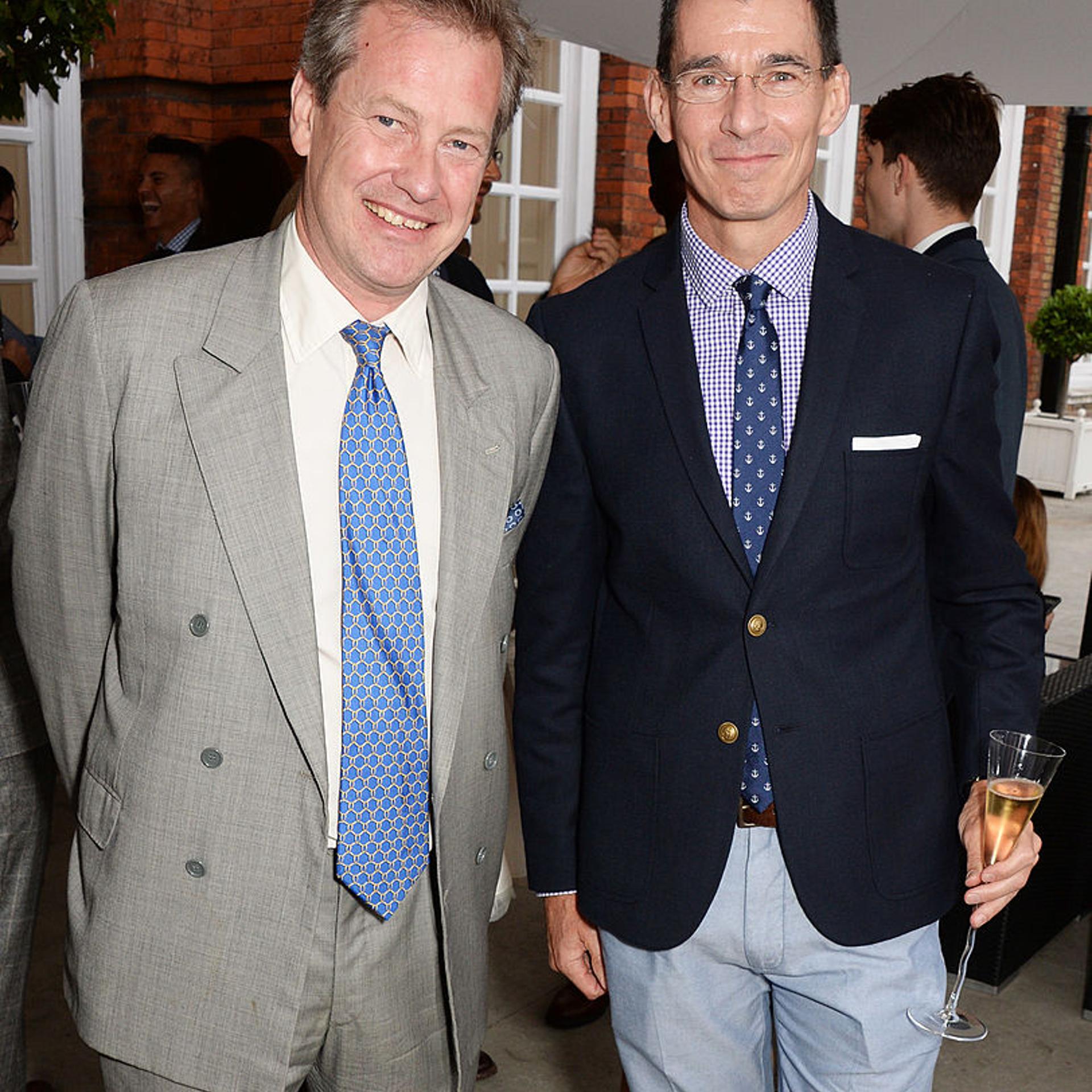 LONDON, ENGLAND - JUNE 19: Lord Ivar Mountbatten (L) and Chip Bergh, President and CEO of Levi Strauss & Co, attend the drinks reception hosted by Dockers, the San Francisco based apparel brand, at Kensington Palace on the eve of 'Dockers Flannels For Heroes' cricket match on June 19, 2014 in London, England. (Photo by David M. Benett/Getty Images for Dockers)