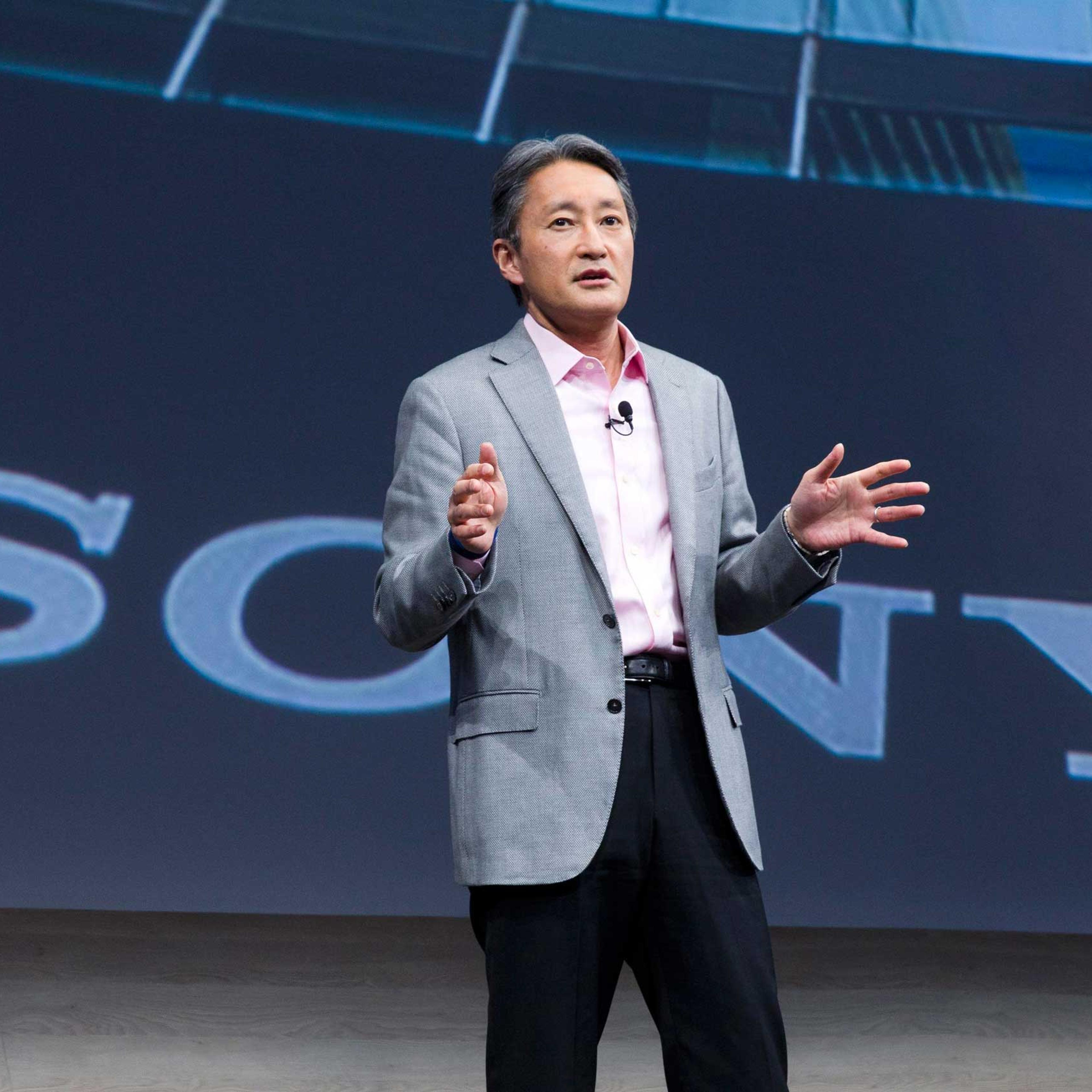 President and CEO of Sony Corporation Hirai speaks at a Sony news conference during the 2015 International Consumer Electronics Show in Las Vegas
