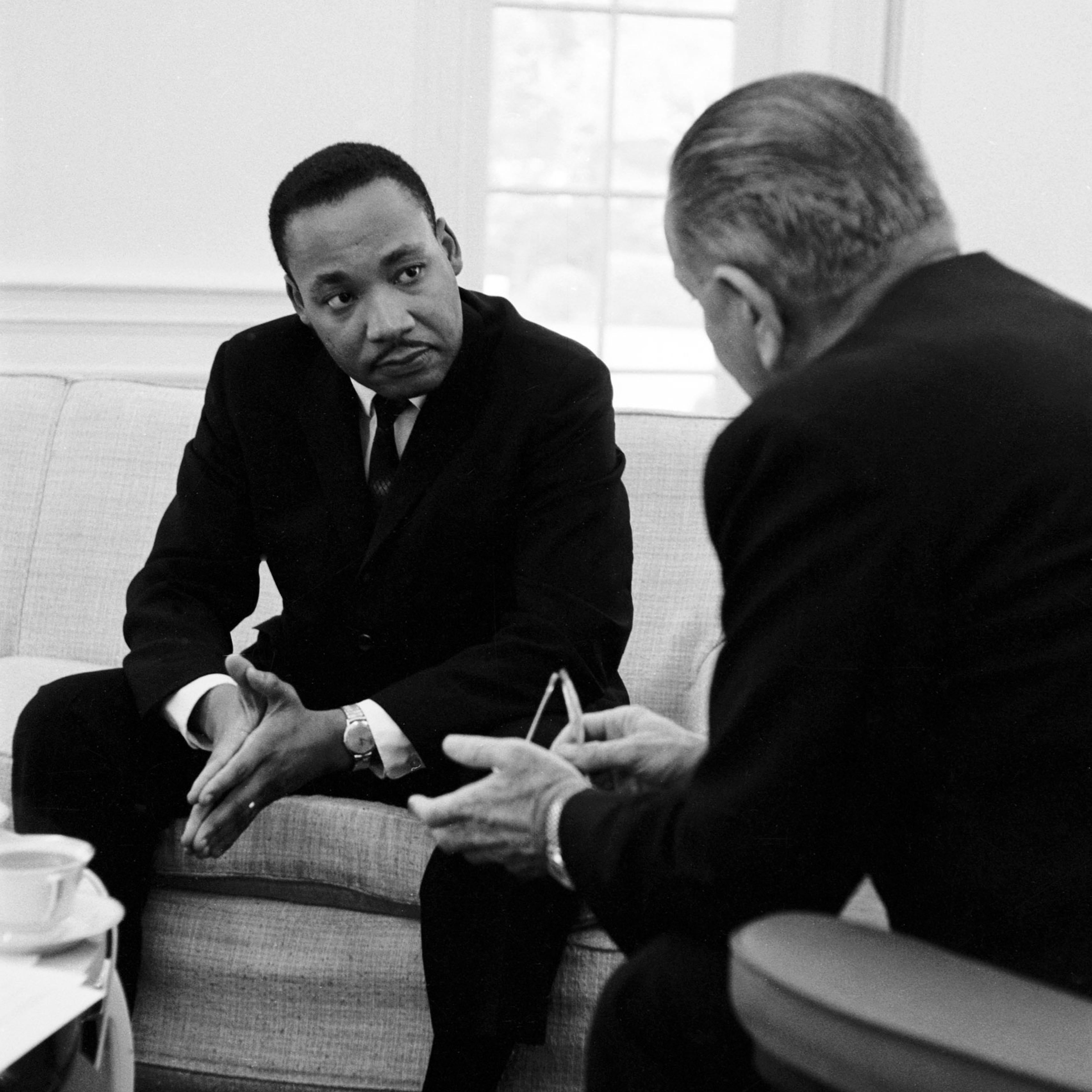 Martin Luther King and President Lyndon Johnson at the White House in 1963