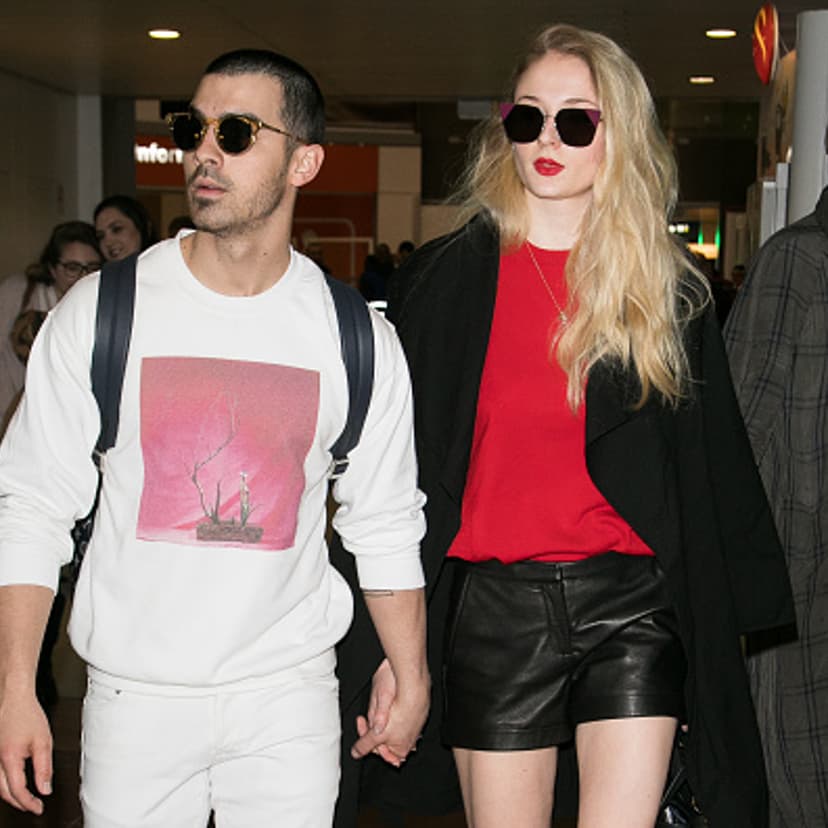 Joe Jonas and Sophie Turner arrive at Aeroport Roissy - Charles de Gaulle on March 6, 2017 in Paris, France.