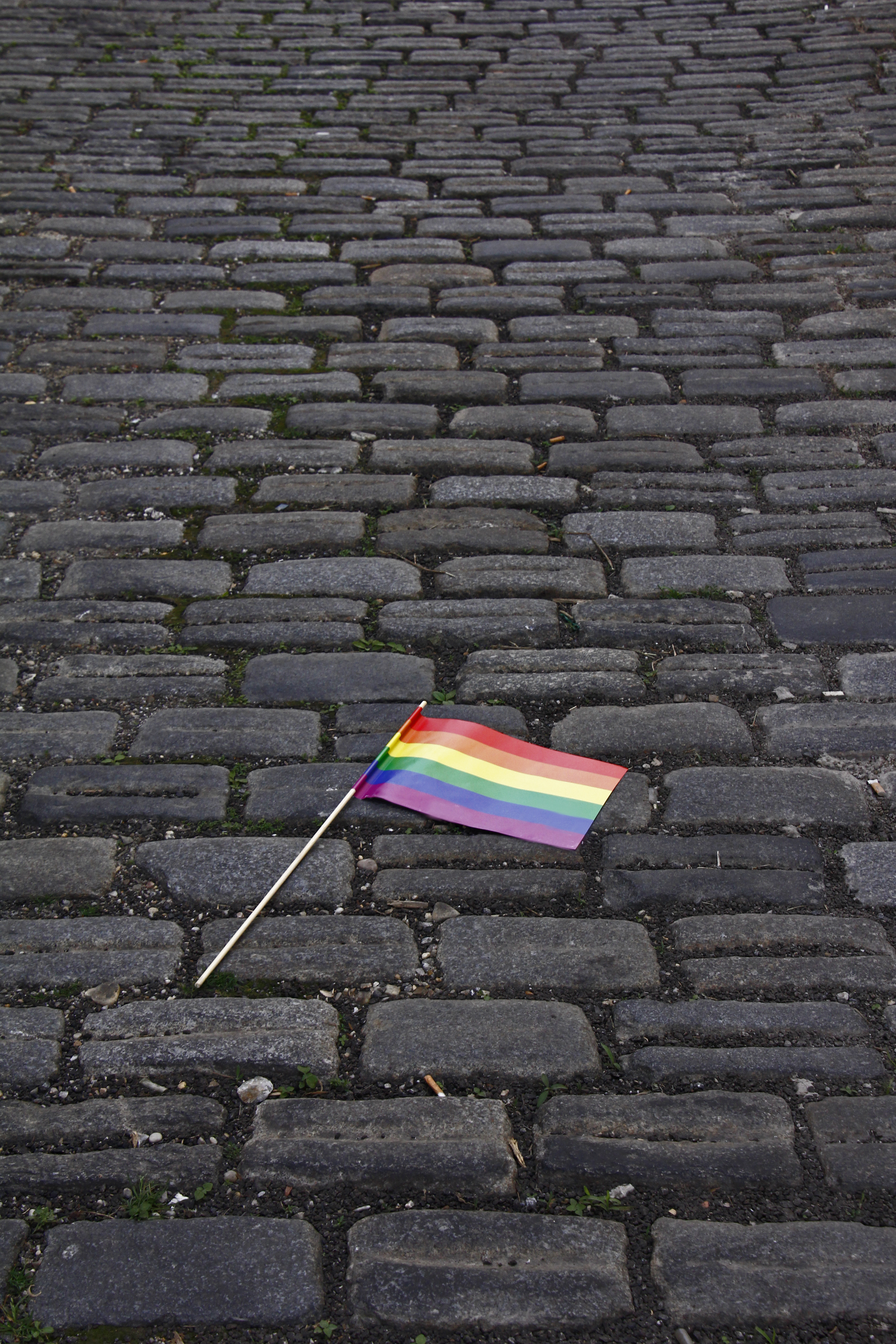 Rainbow flag on street