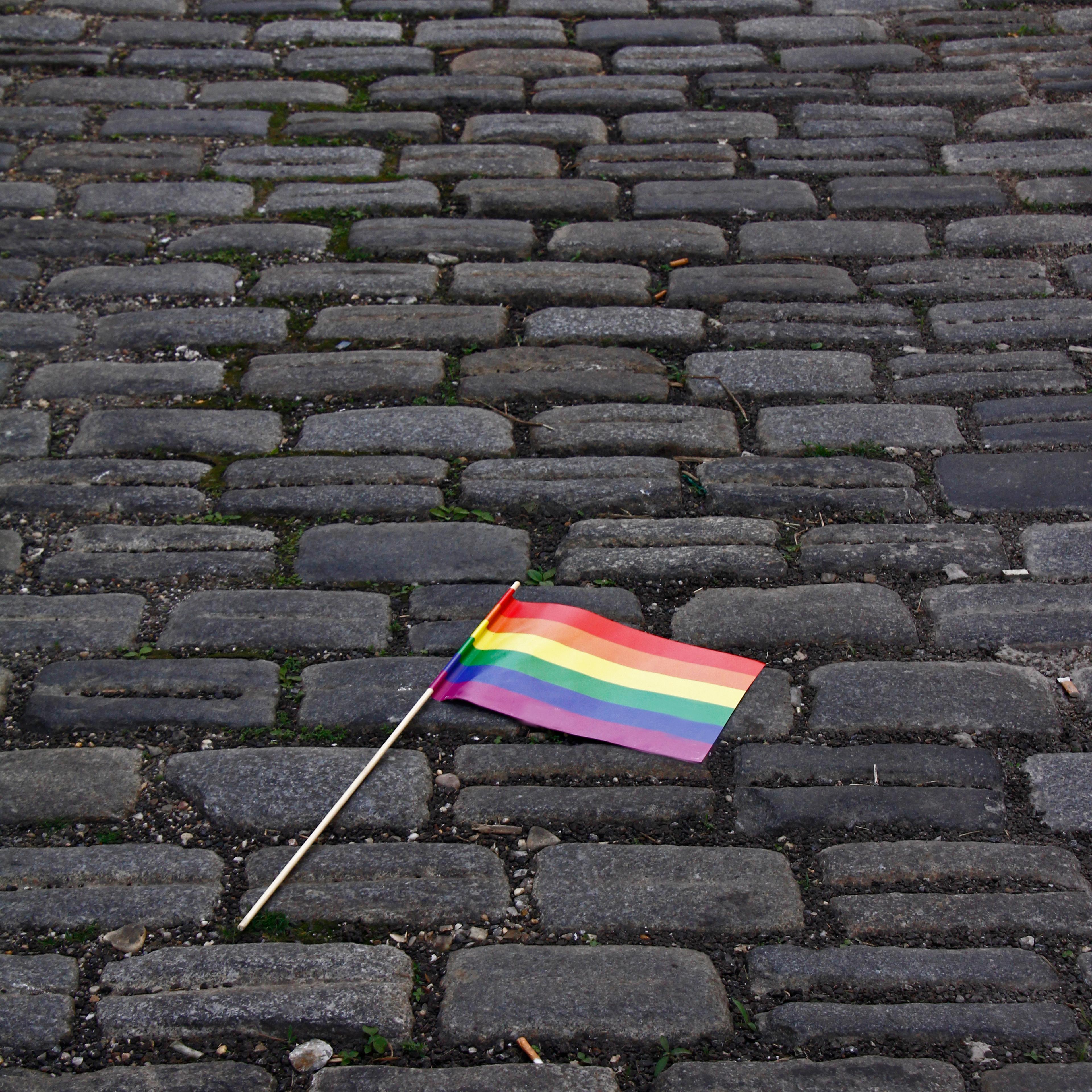 Rainbow flag on street