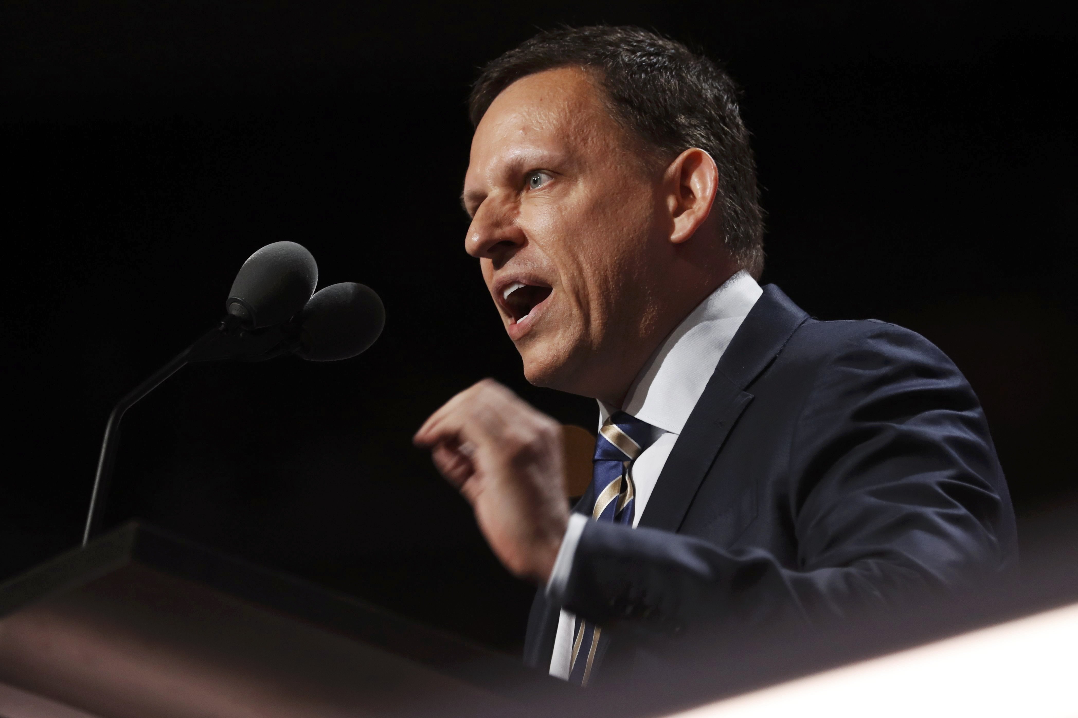 Paypal co-founder Peter Thiel speaks at the Republican National Convention in Cleveland, July 21, 2016.