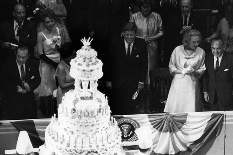Cake at Madison Square Garden during a "Birthday Salute" in honor of President Kennedy, New York, May 19, 1962.