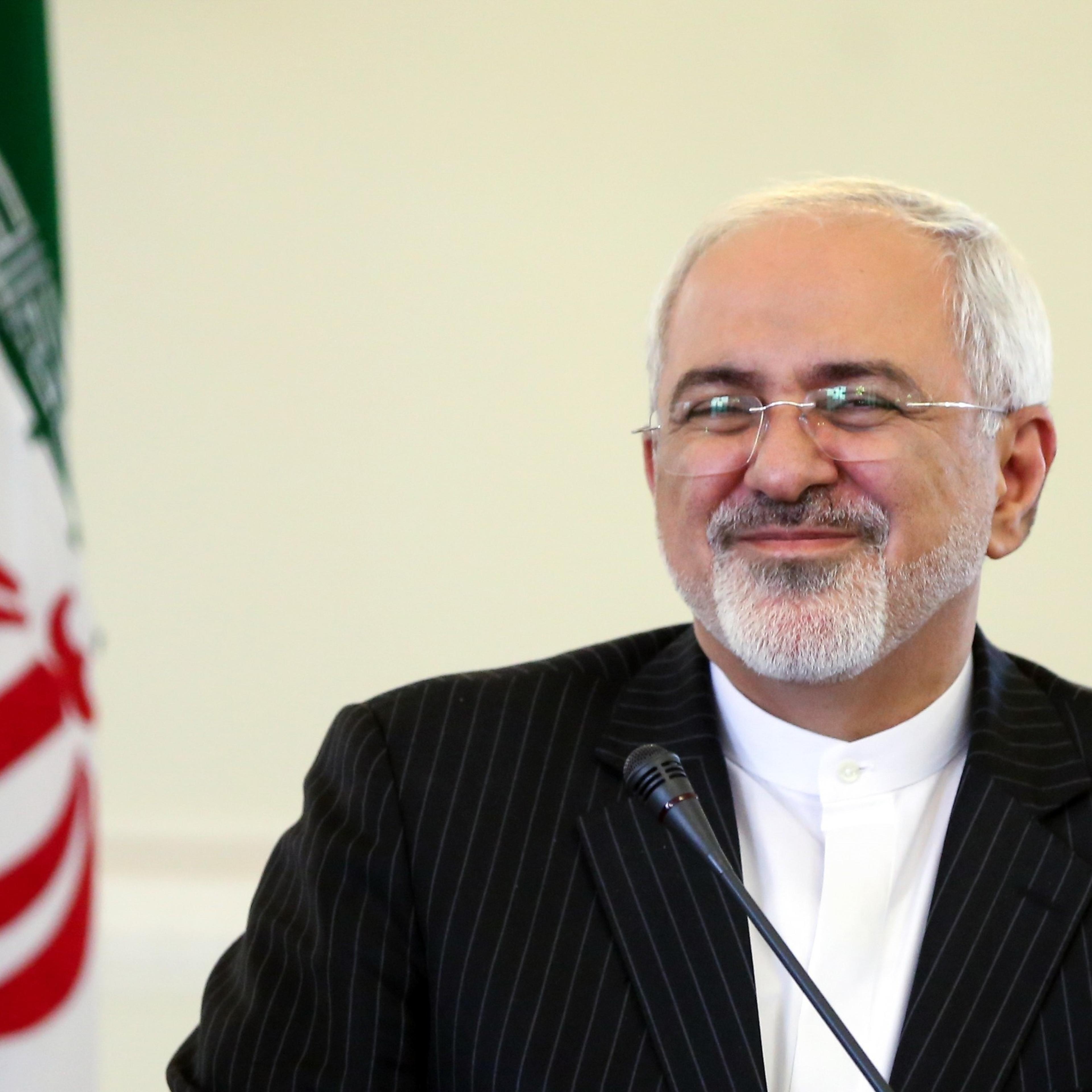 Iranian Foreign Minister Mohammad Javad Zarif is seen during a joint press conference with British Foreign Minister Philip Hammond (not seen) at Foreign Ministry in Tehran, Iran on August 23, 2015.