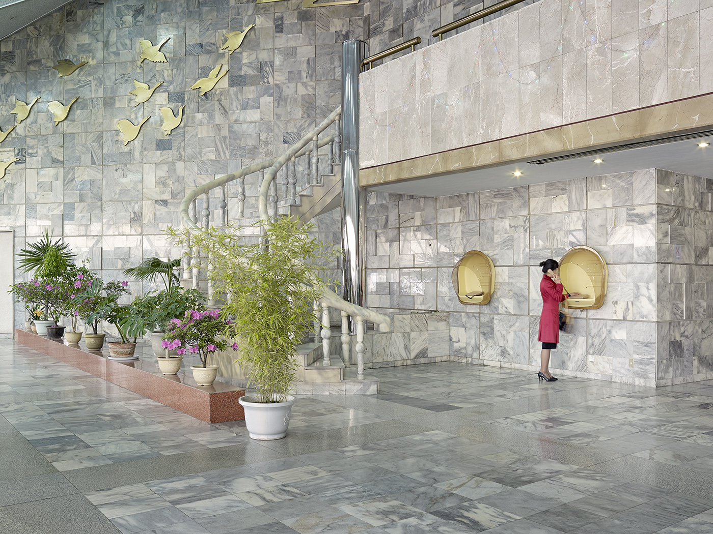 Yanggakdo HotelSituated on Yanggak Island is this 47-storey hotel. Despite the broad marble-clad foyer seen in other North Korean hotels; both the construction methods, and the wider architectural style of this 1995 hotel display a marked departure from 