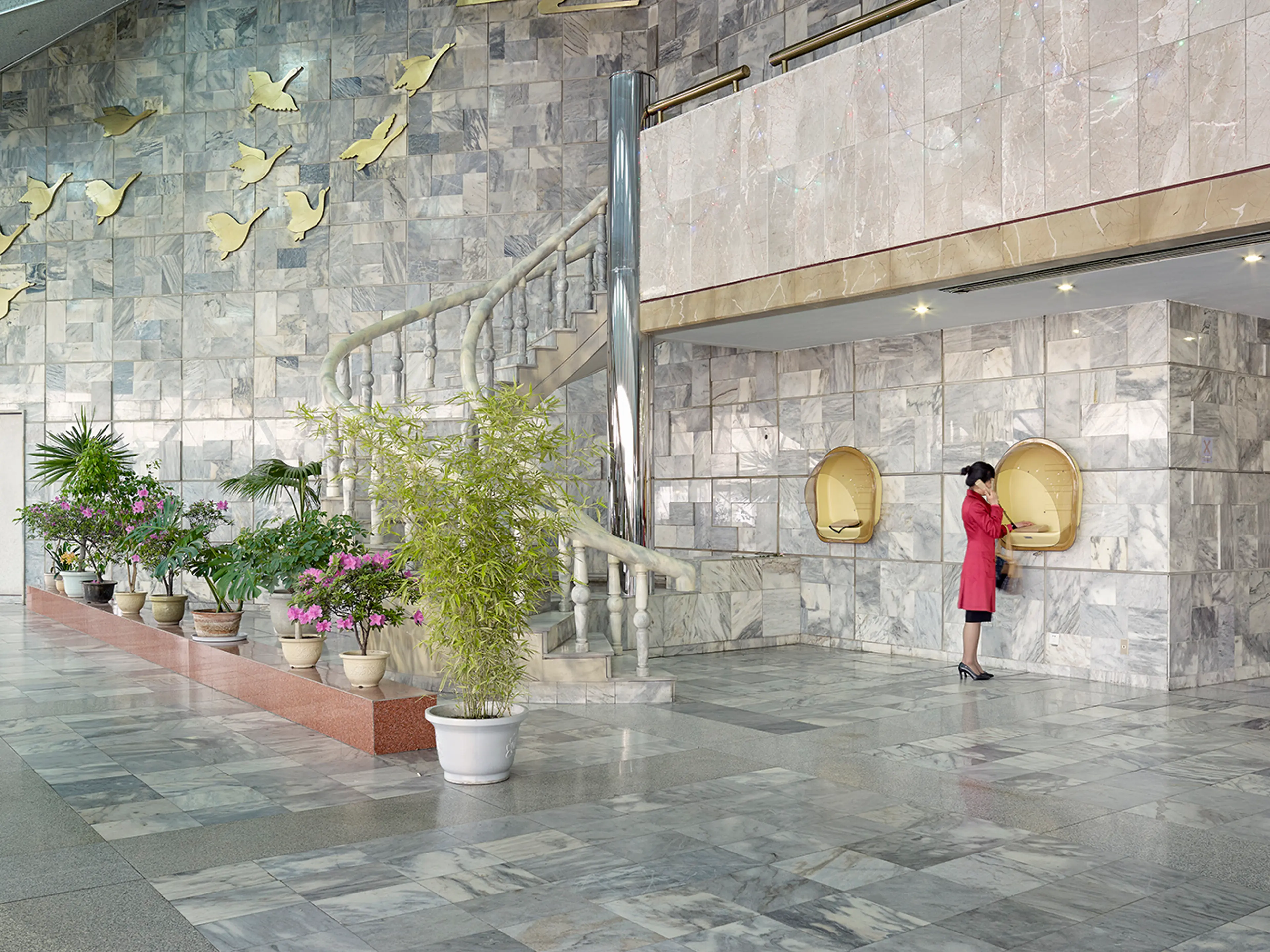 Yanggakdo HotelSituated on Yanggak Island is this 47-storey hotel. Despite the broad marble-clad foyer seen in other North Korean hotels; both the construction methods, and the wider architectural style of this 1995 hotel display a marked departure from