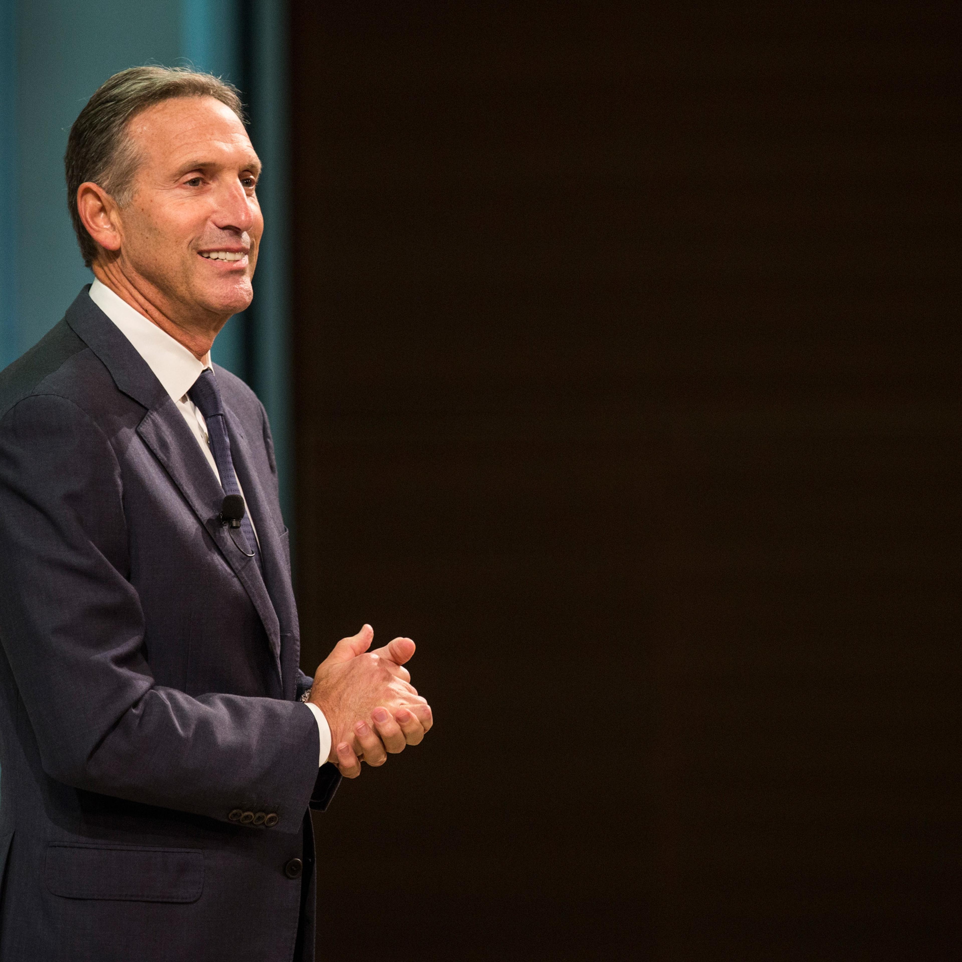 Howard Schultz, president and CEO of Starbucks, speaks at a press conference announcing that Starbucks will partner with Arizona State University to offer full tuition reimbursement for employees to complete a bachelor's degree, on June 16, 2014 in New Y